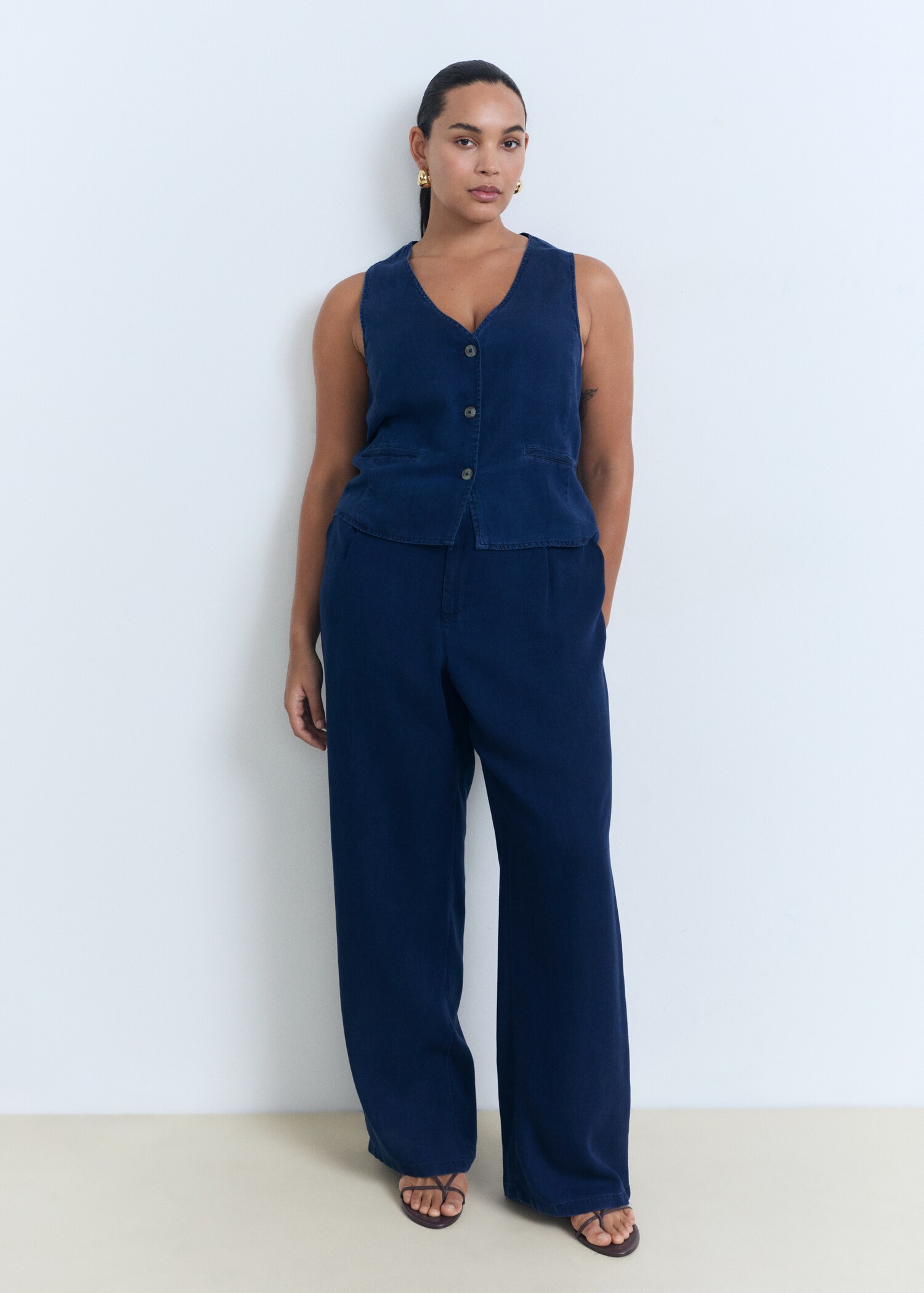 Pantalon wideleg lyocell à pinces - Détail de l'article 3