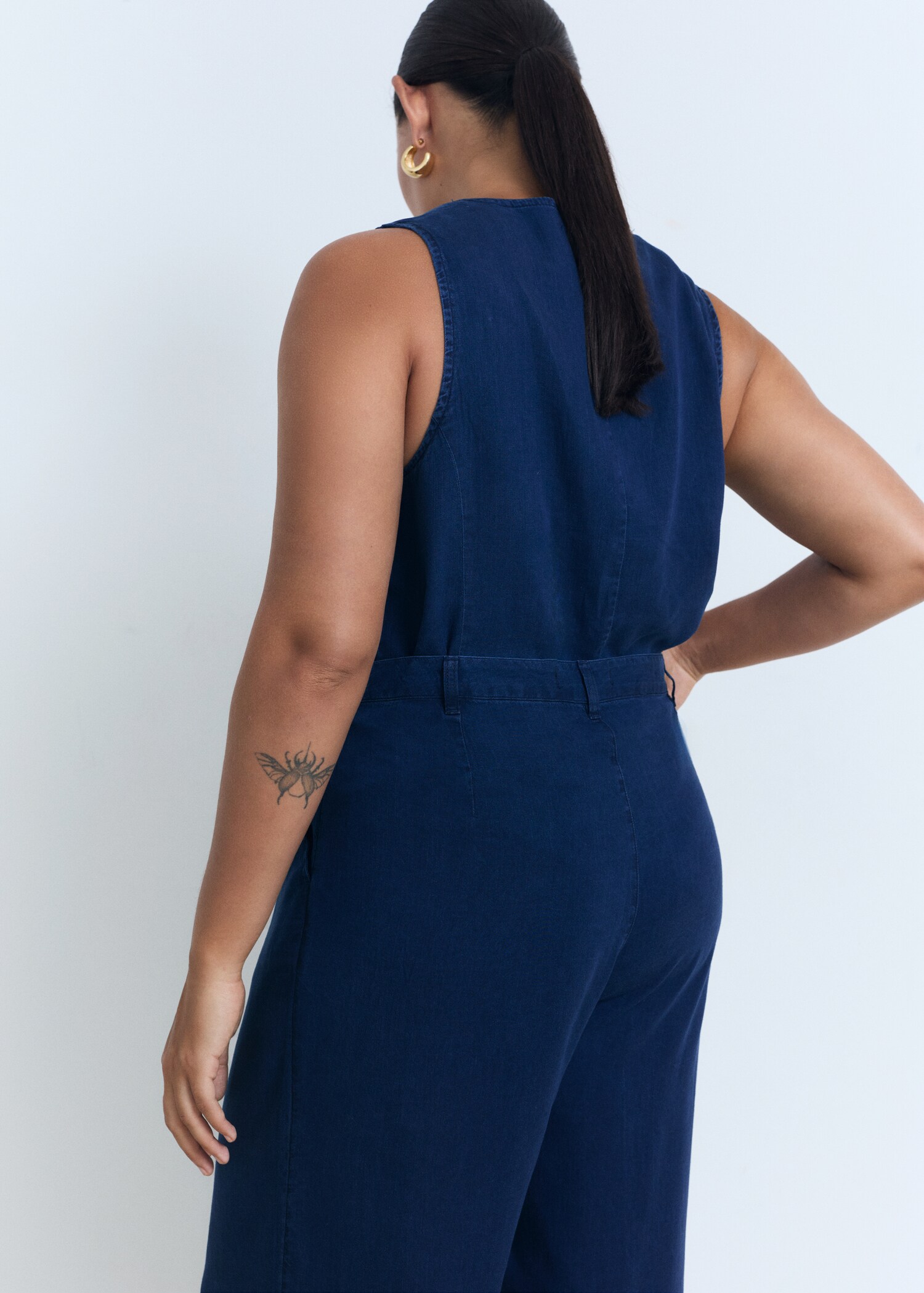 Pantalon wideleg lyocell à pinces - Détail de l'article 4