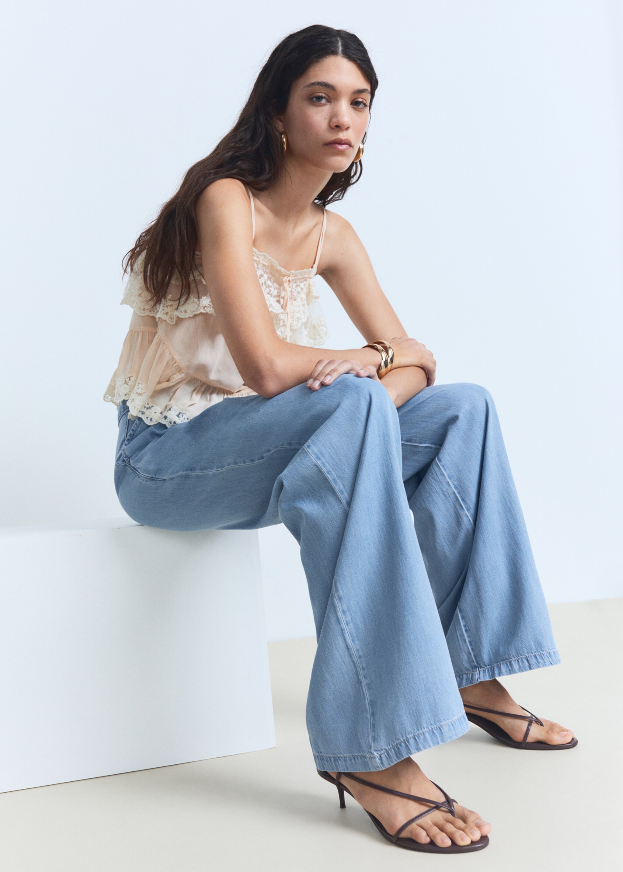Wide-leg lyocell trousers with pleats - Details of the article 2