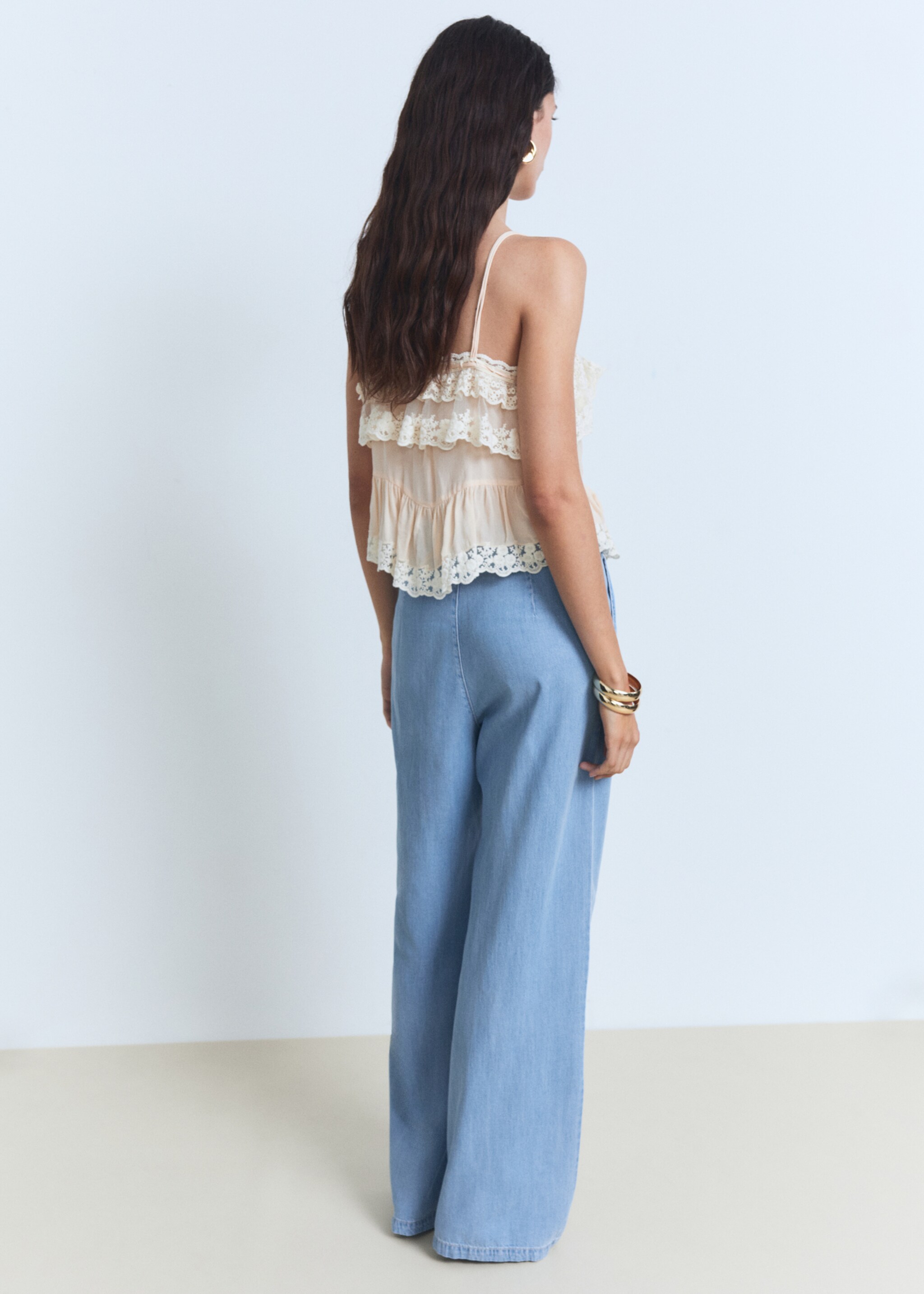 Wide-leg lyocell trousers with pleats - Reverse of the article
