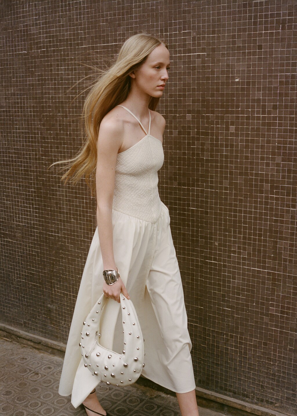 Combined halter-neck dress - Women | MANGO USA