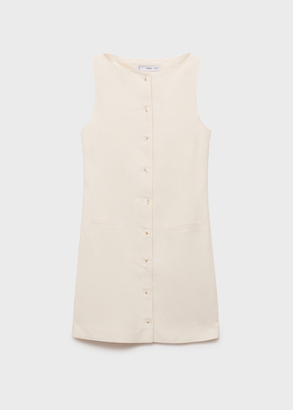 スペイン発送 MANGO ショートボタンダウンリネンブレンドドレス Short button-down linen-blend dress - Women | MANGO USA