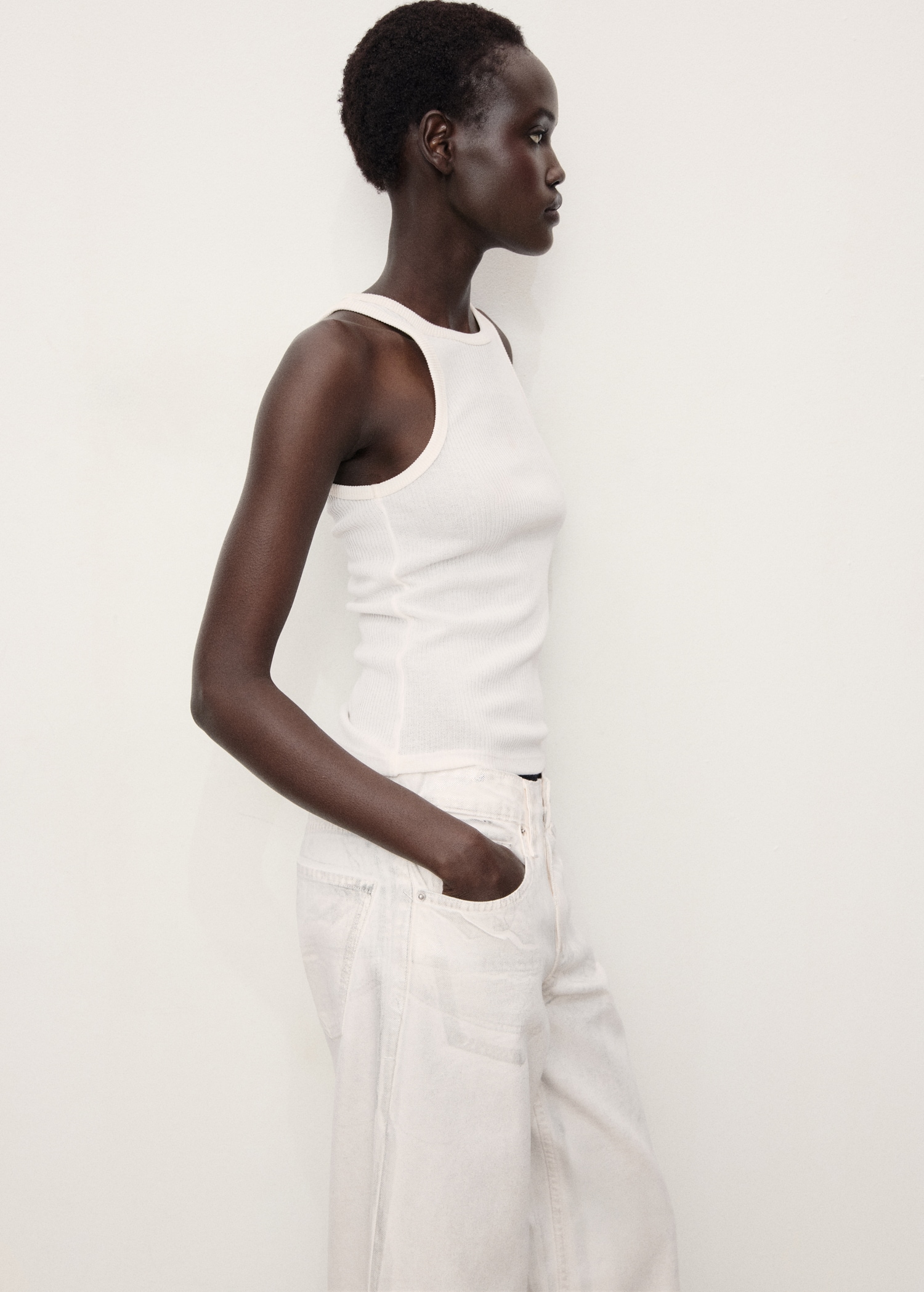 Metallic-finish wide-leg jeans - Details of the article 1