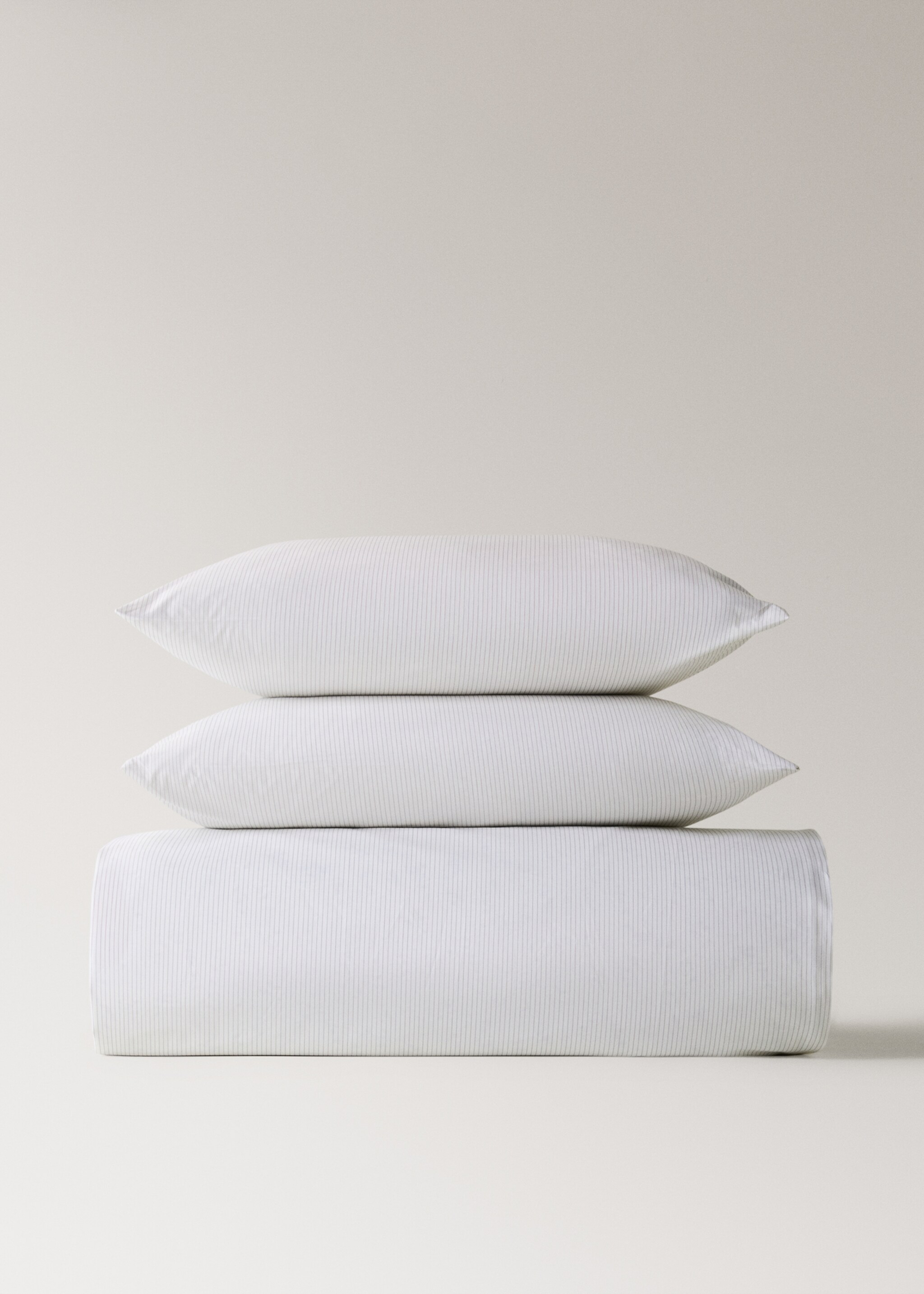 Percale cotton floral and fine-stripe reversible duvet cover for 150/160 cm bed - Details of the article 4