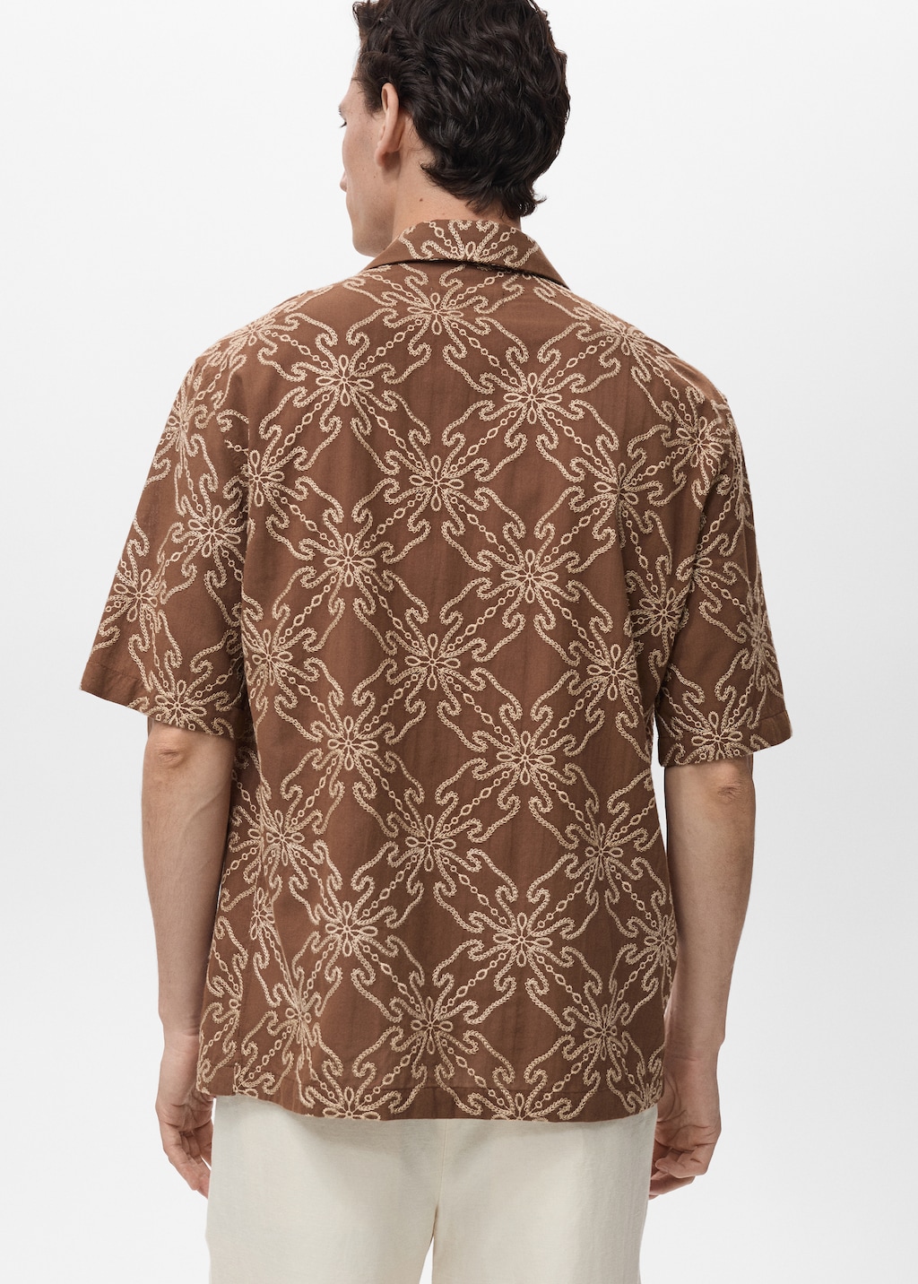 Short-sleeved embroidered shirt - Men | MANGO USA