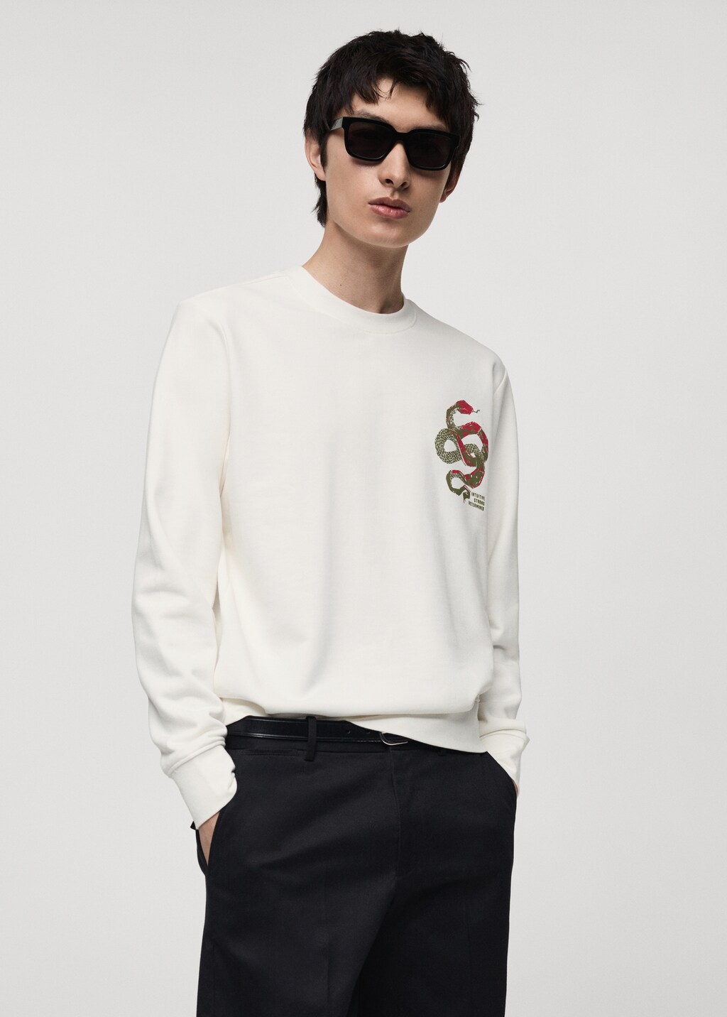100 cotton sweatshirt with embroidered graphic on the chest MANGO