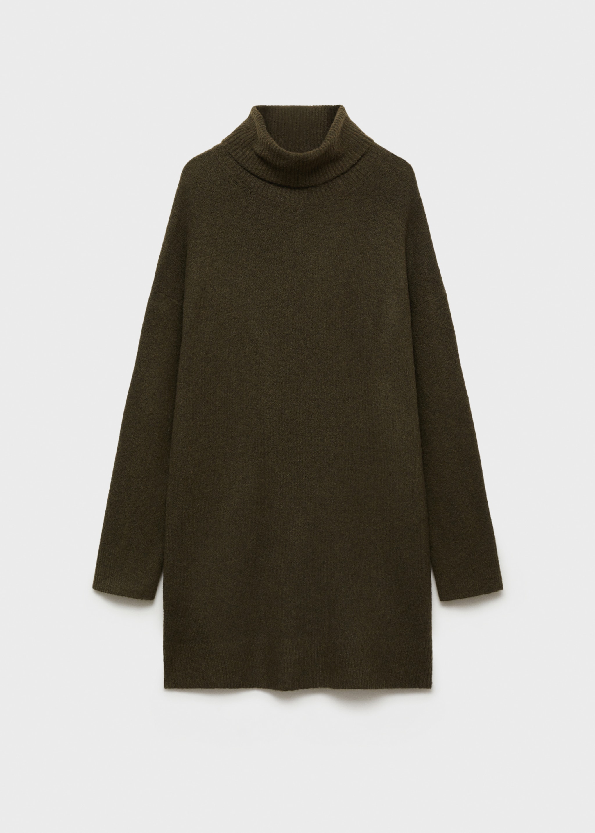 Short knitted turtleneck dress - Article without model, Khaki. Ref: 87040284-00.