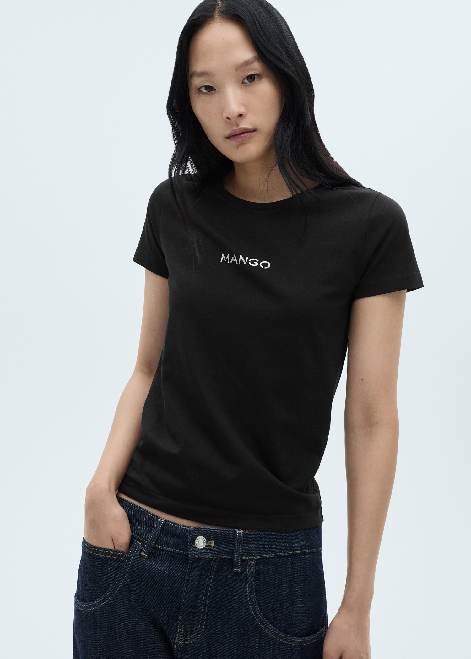 Camiseta algodón estampado logo - Plano medio