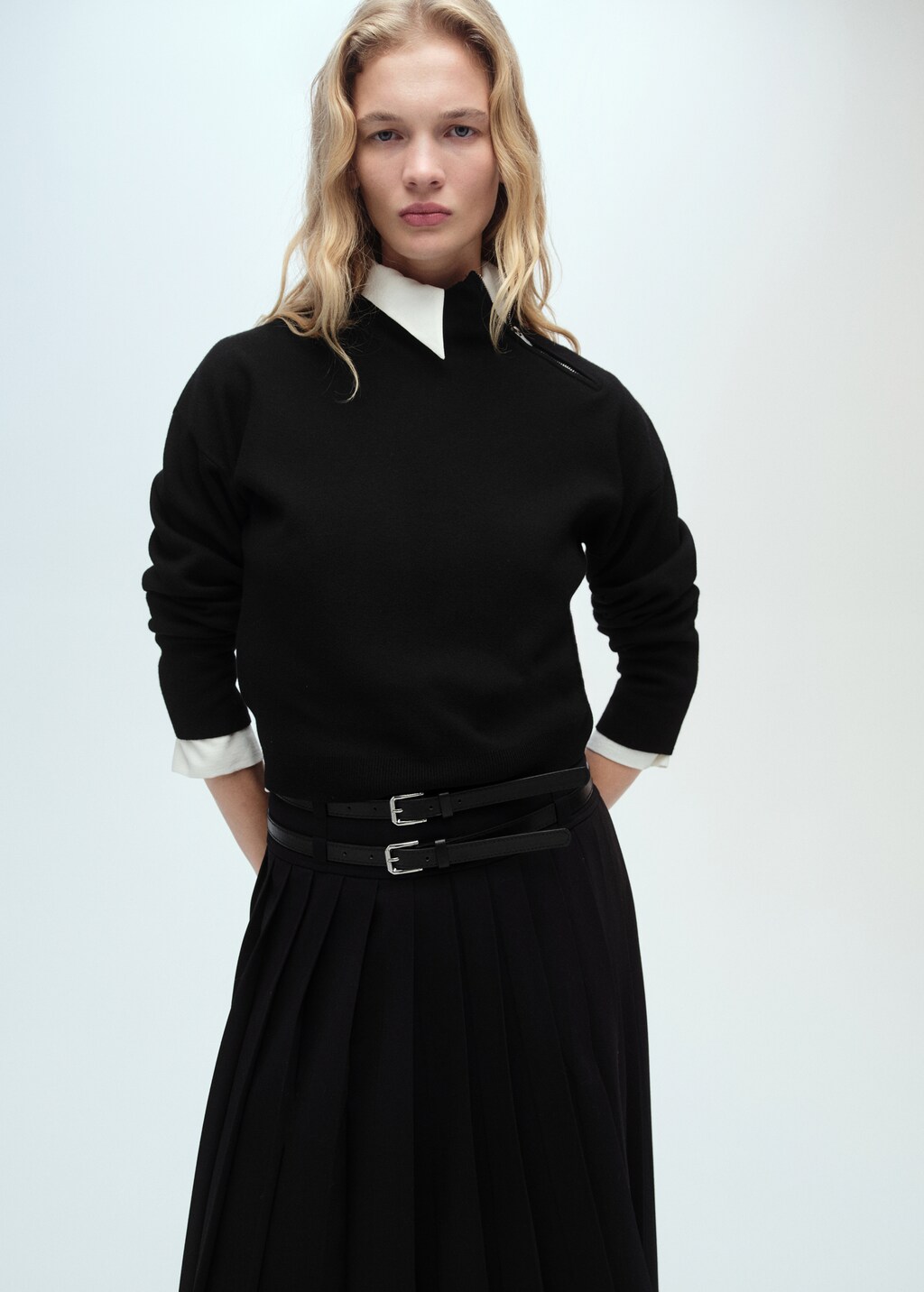 Perkins-neck sweater with zip - Women | MANGO USA Perkins-neck sweater with zip - Women | MANGO USA