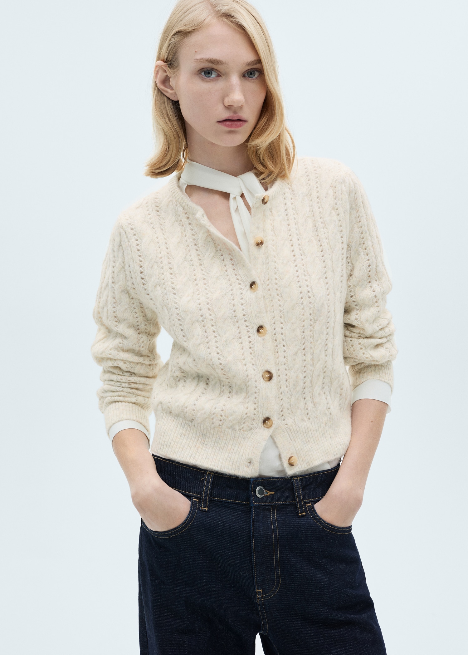 Jersey Trenzado Jerseis Mango Mujer Cárdigan Trenzado Detalles