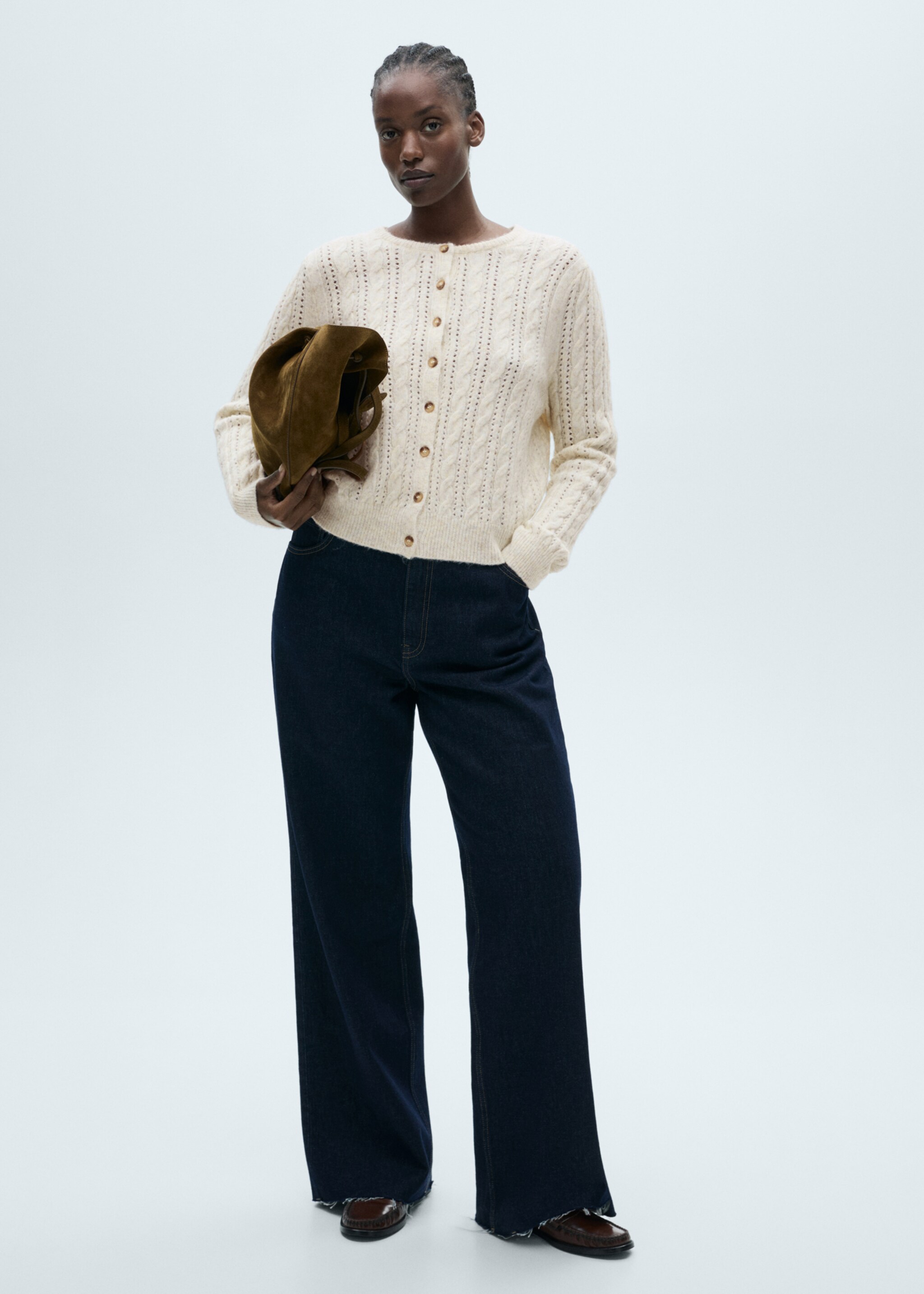 Braided cardigan with openwork details - Details of the article 3