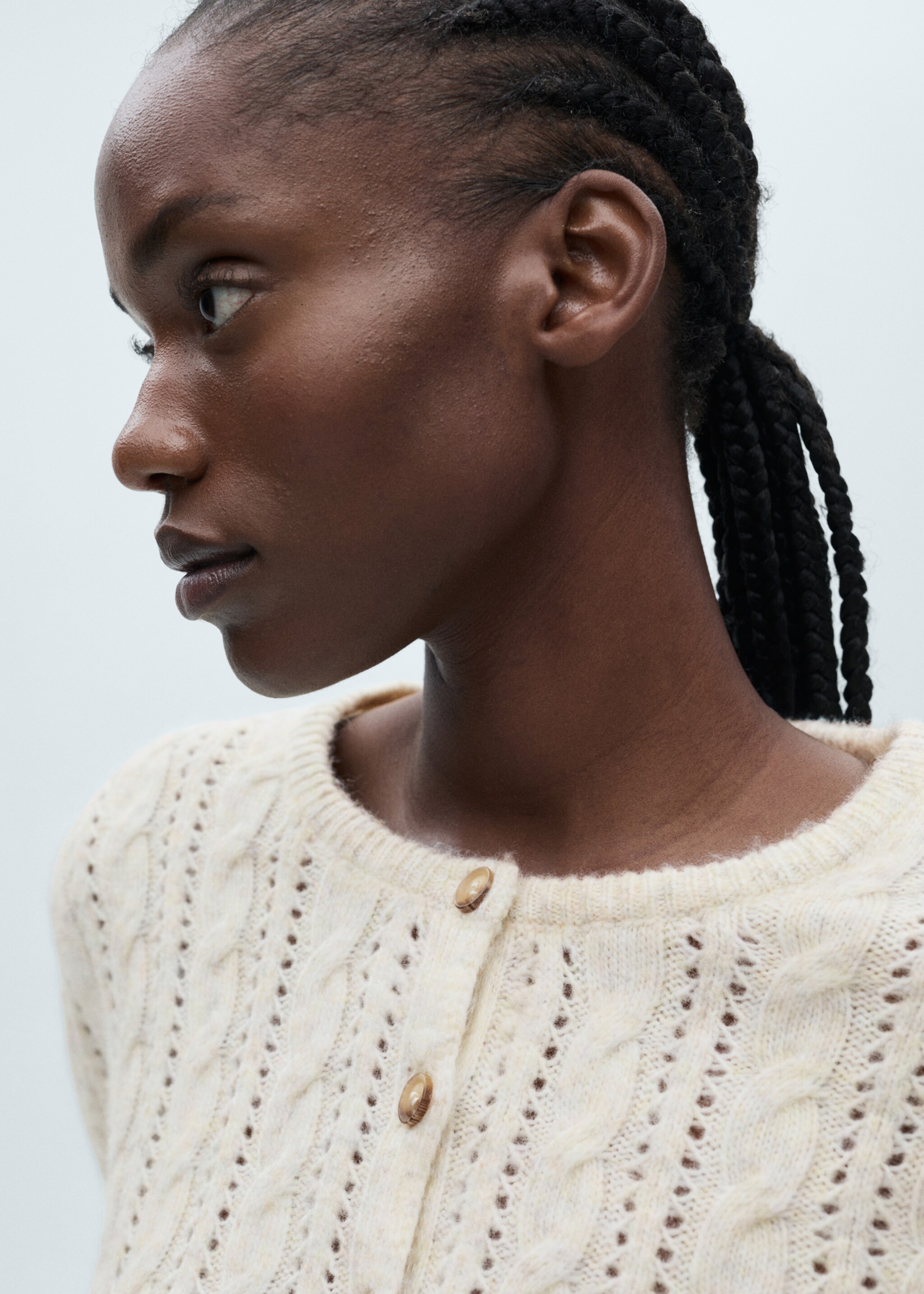Braided cardigan with openwork details - Details of the article 4