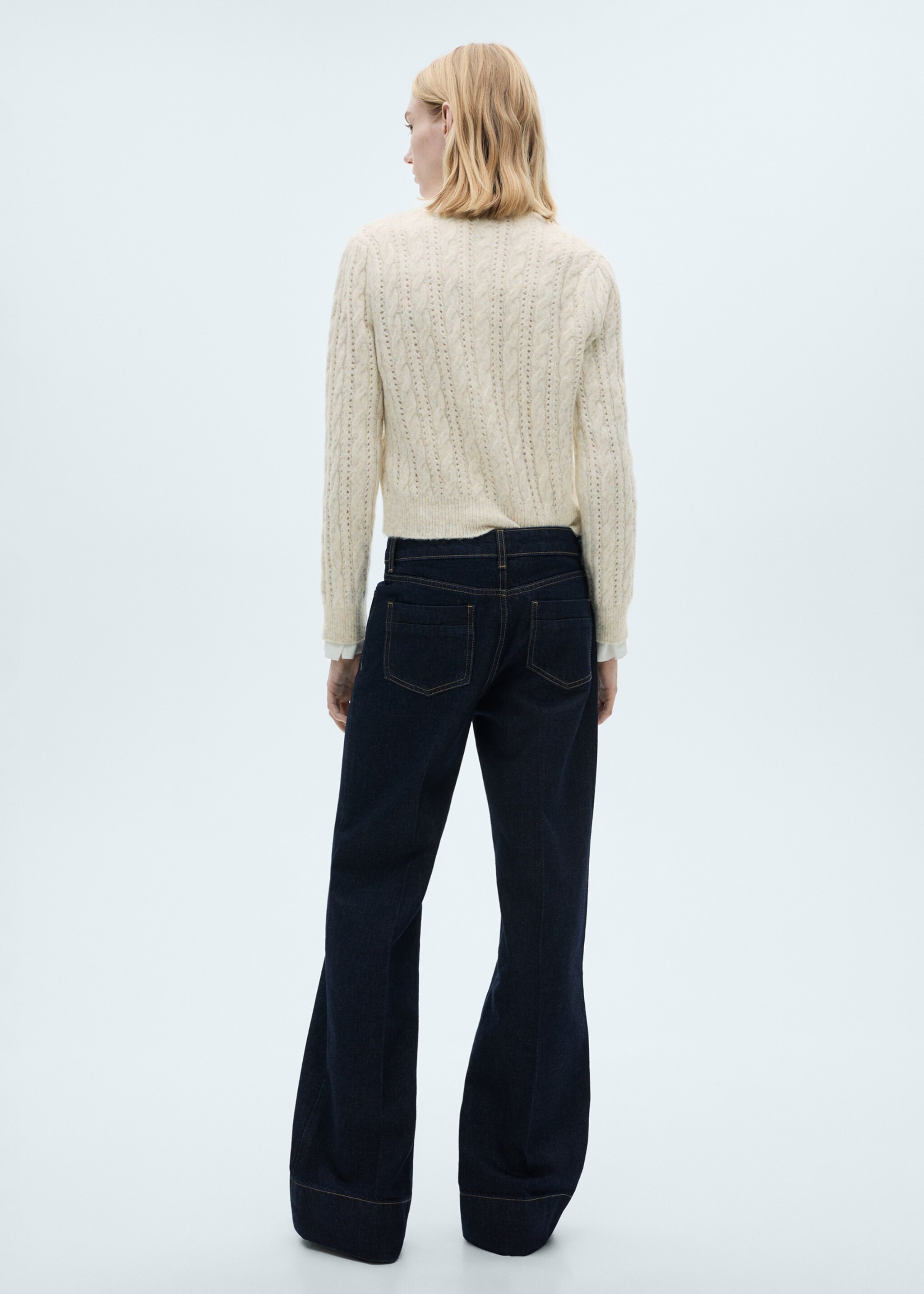 Braided cardigan with openwork details - Reverse of the article
