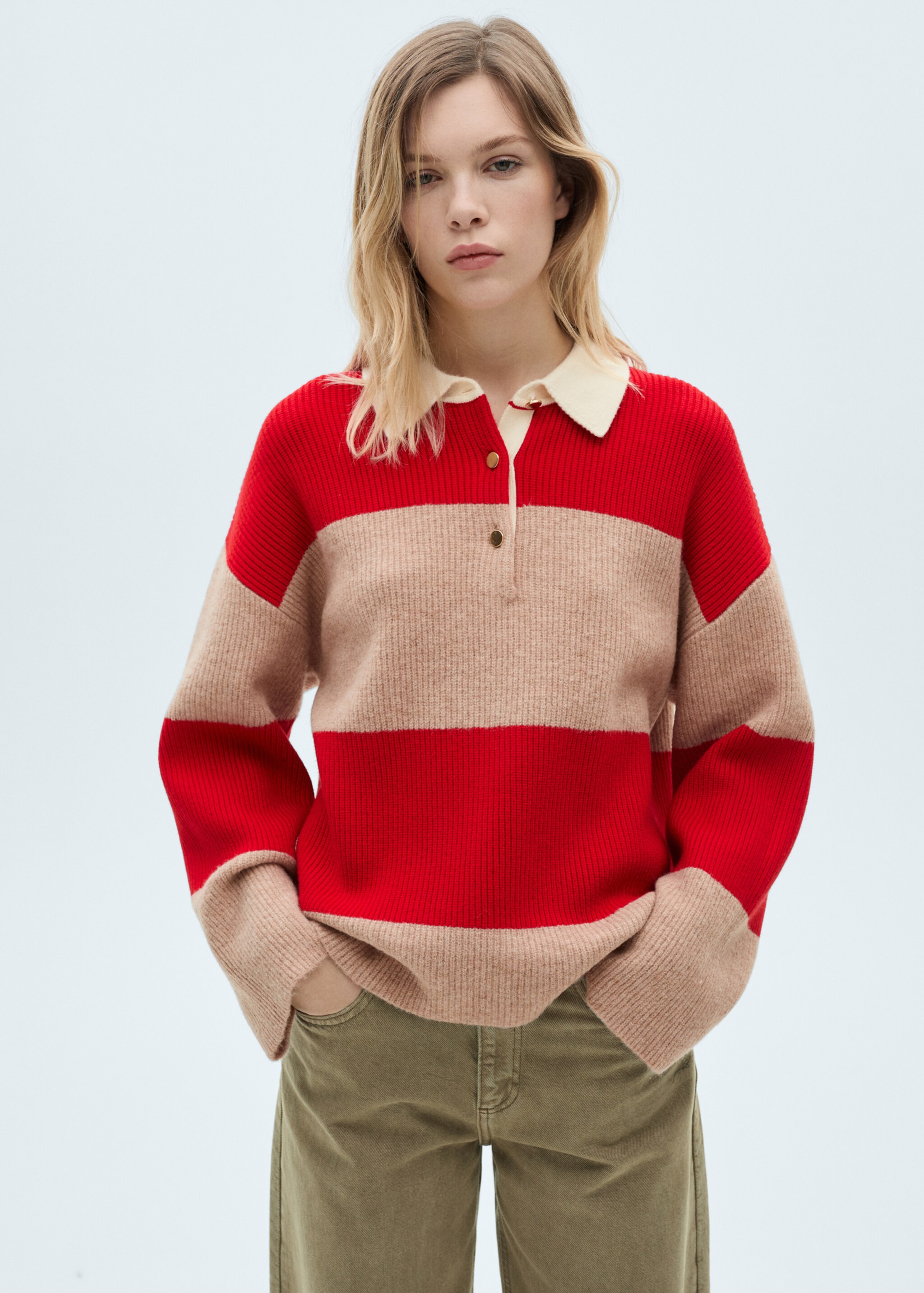 Jersey rayas cuello polo - Plano medio