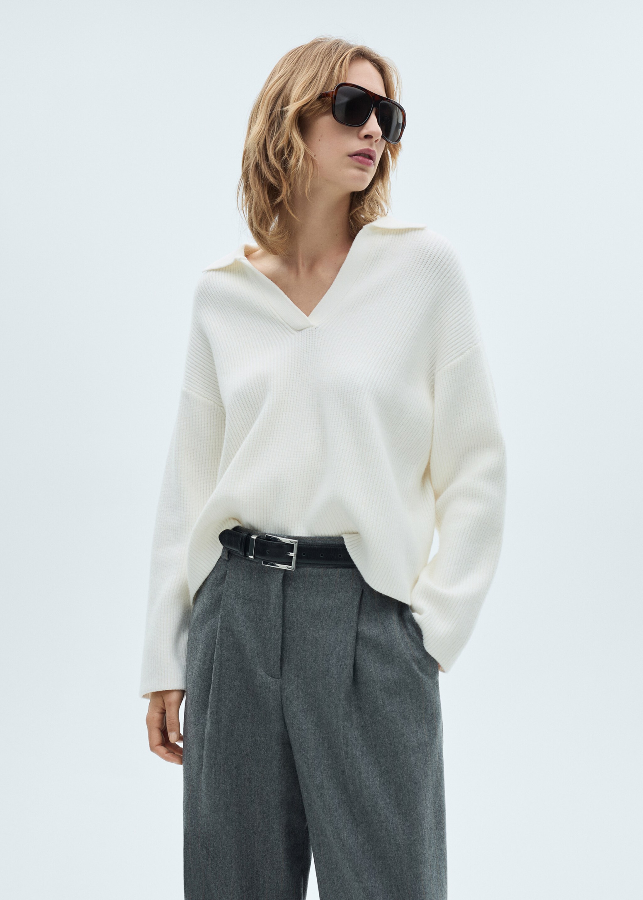 Knitted polo-neck sweater - Medium plane
