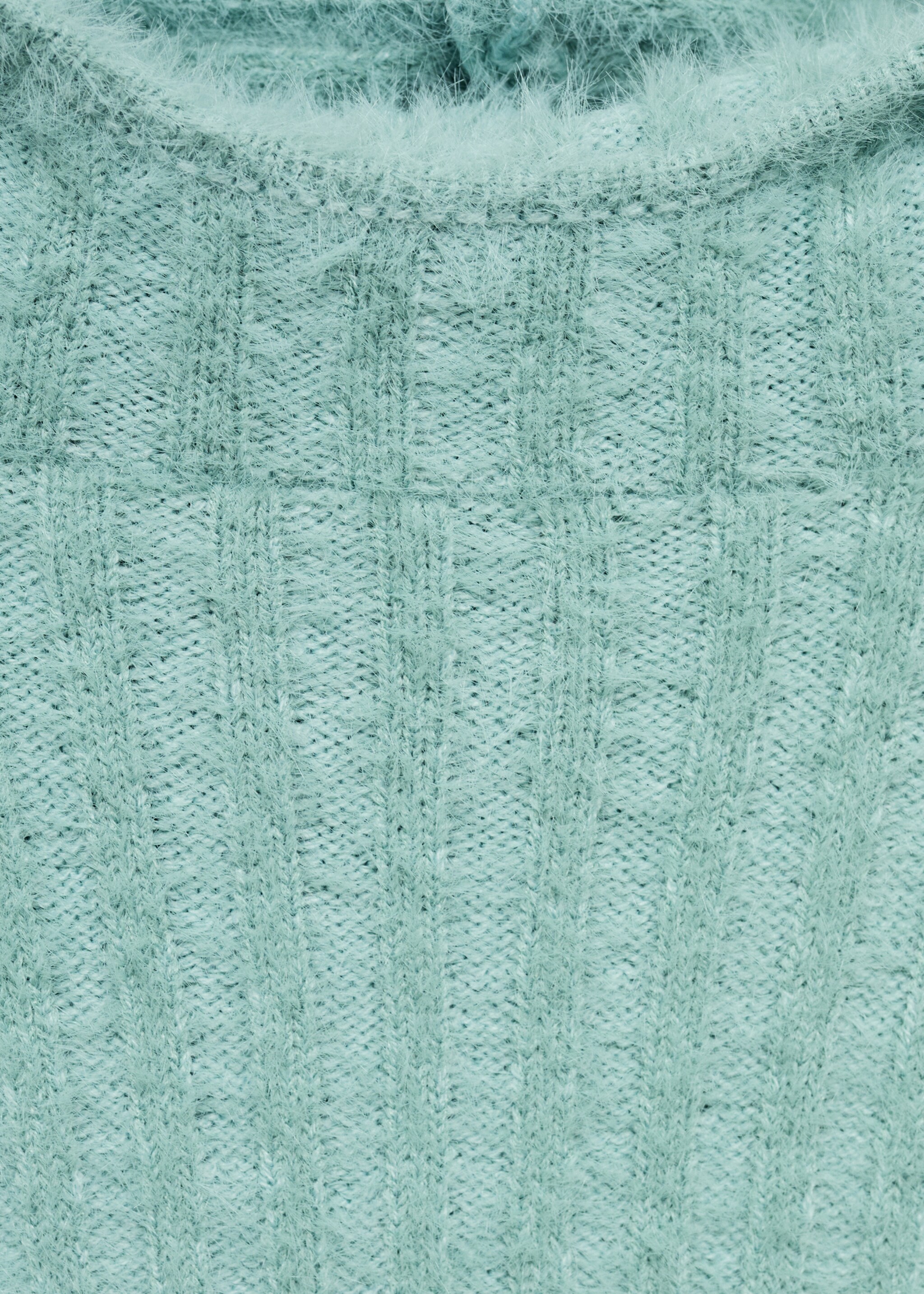 Jersey capucha efecto pelo - Detalle del artículo 8, Turquesa. Ref: 87040359-00.