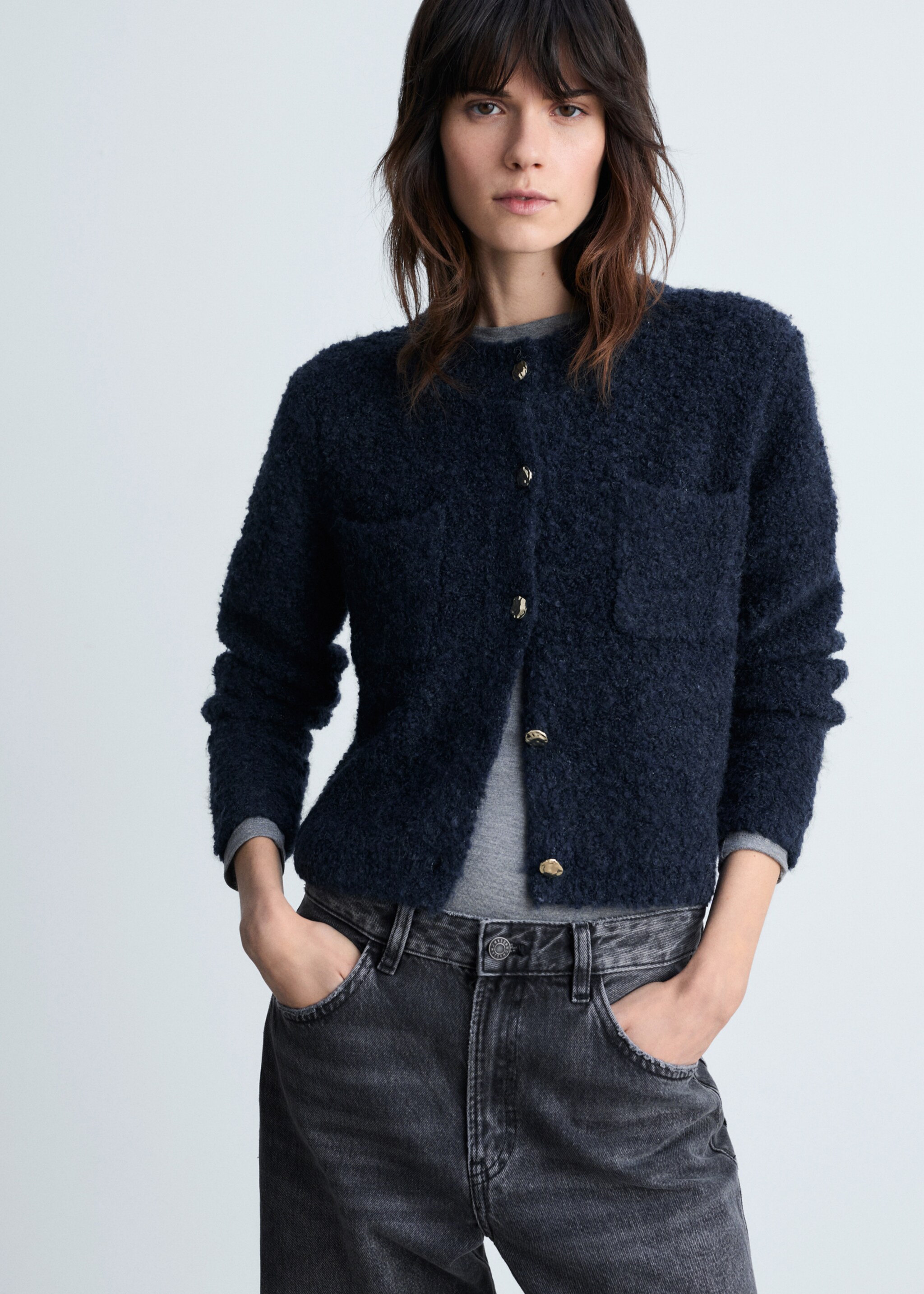 Bouclé jacket with jewel buttons - Medium plane