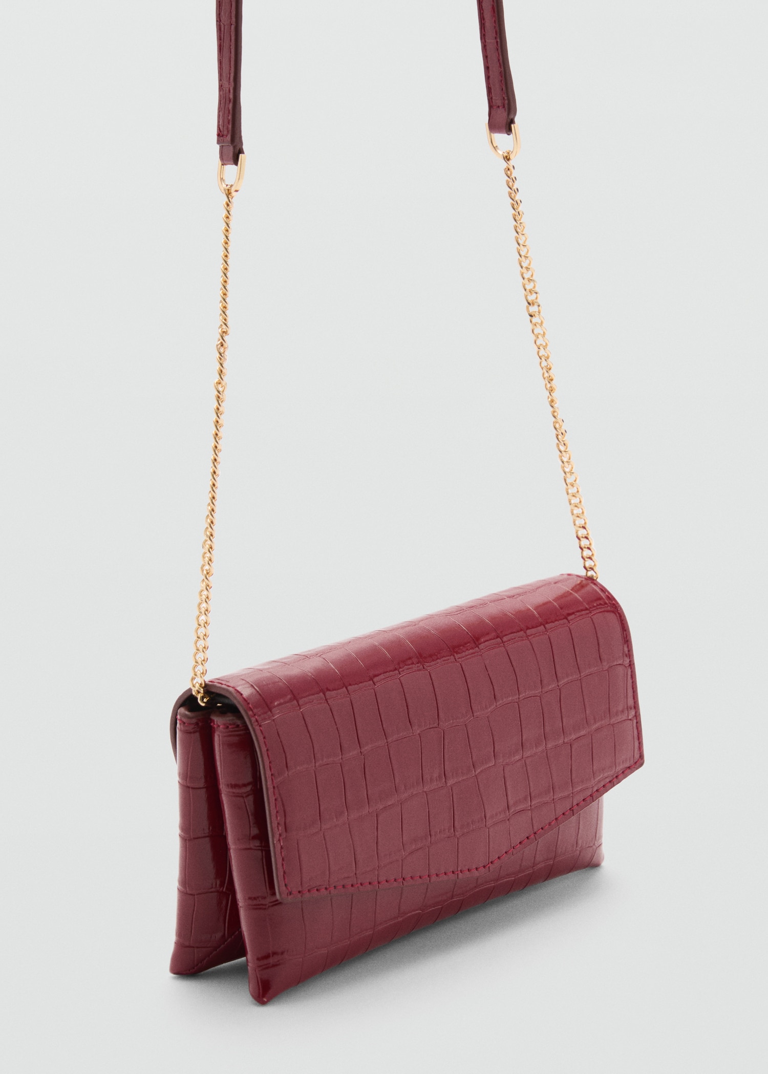 Croc-effect flap bag Women MANGO Japan - Main Image