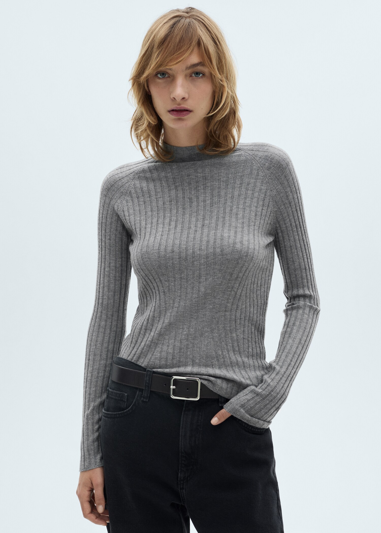 Jersey canalé cuello perkins - Plano medio