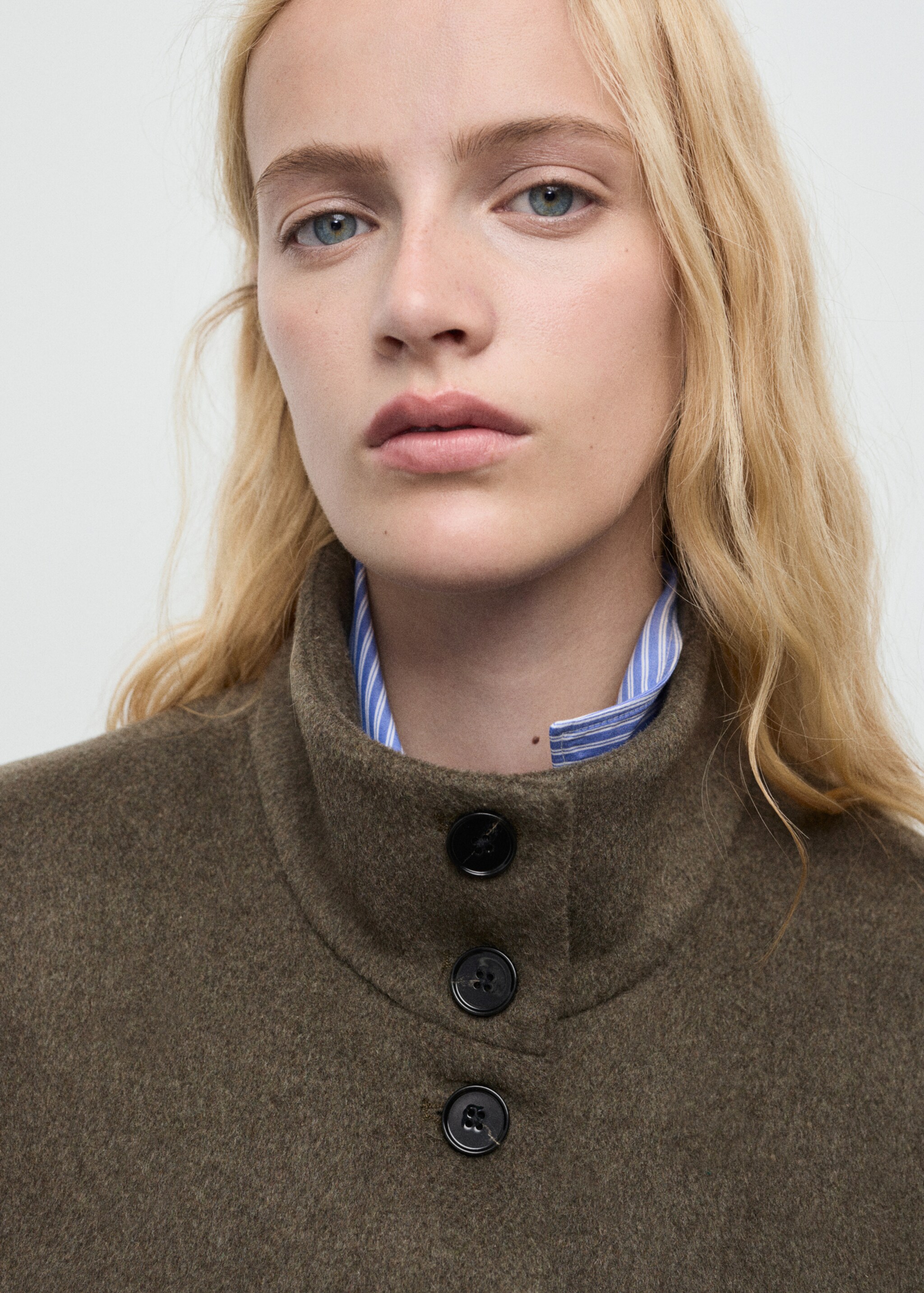 Wool-blend jacket with pockets - Details of the article 1, Khaki. Ref: 87040430-00.