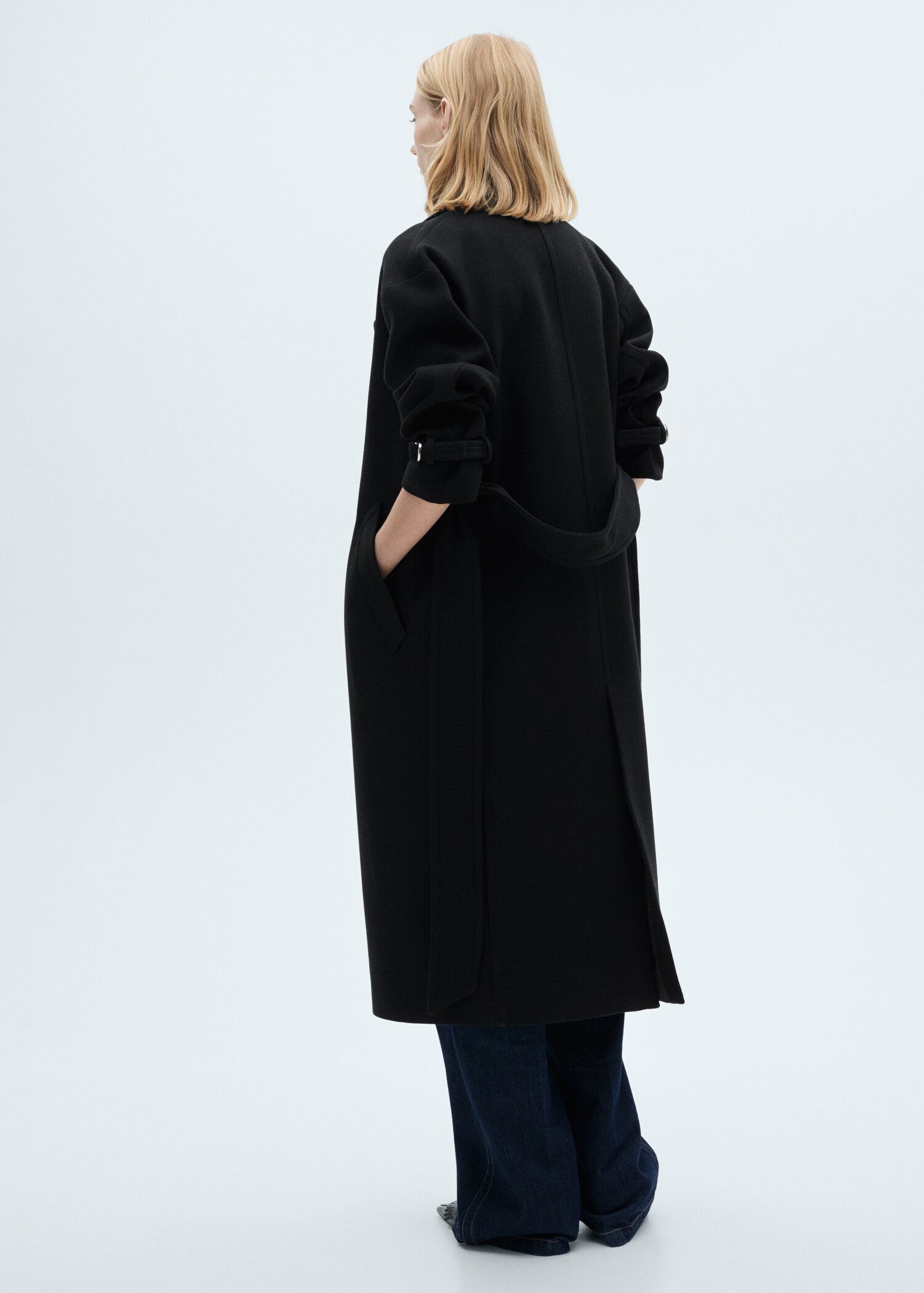 Cappotto lana Manteco maxi-revers - Retro dell'articolo