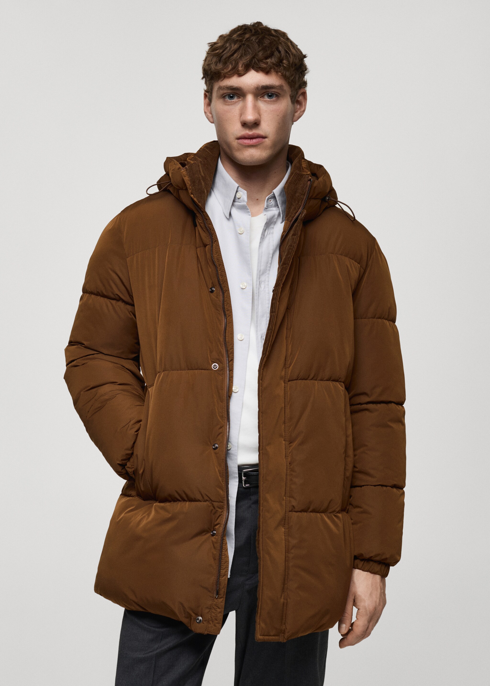 Water-repellent hooded quilted anorak - Medium plane