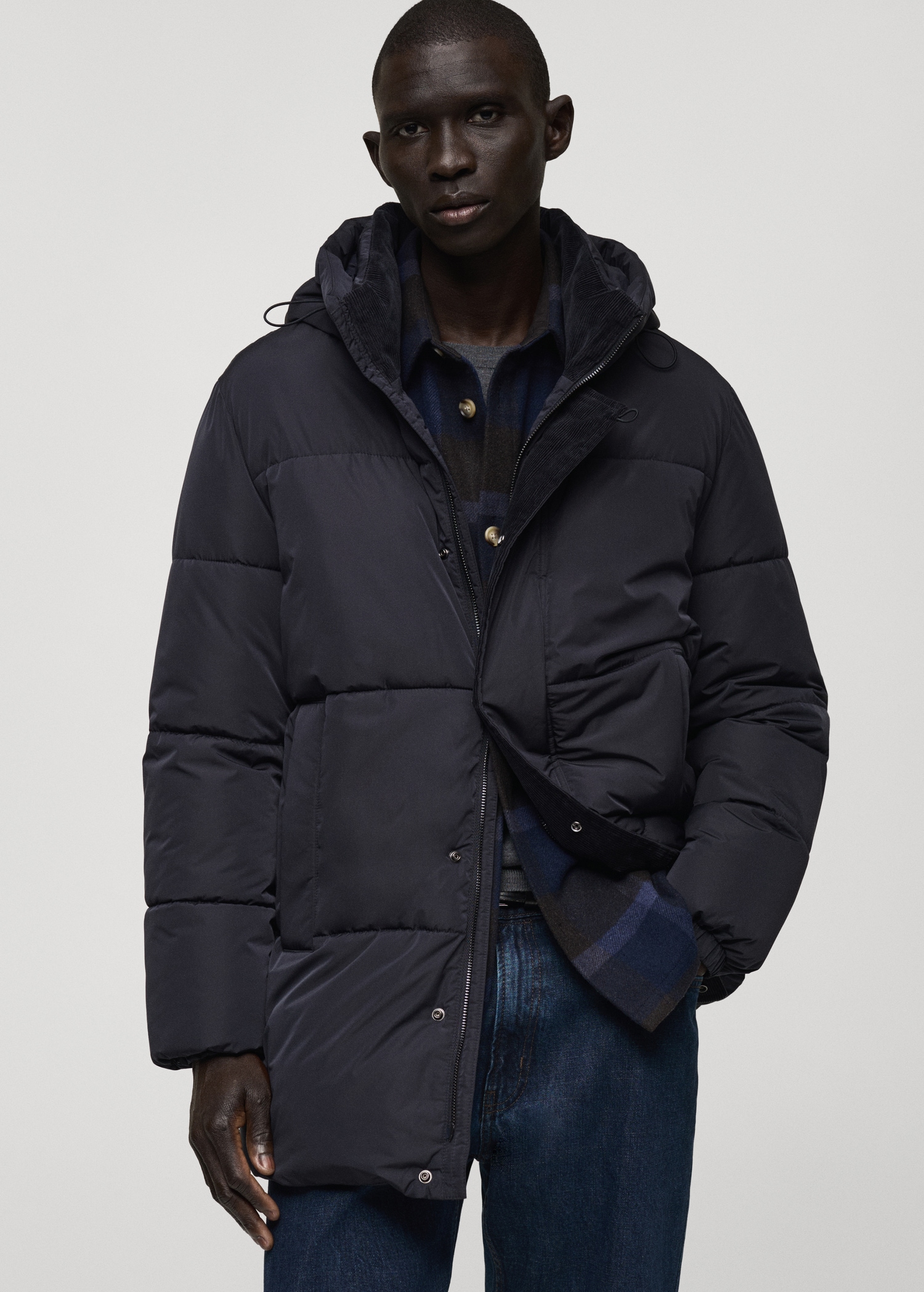 Water-repellent hooded quilted anorak - Medium plane