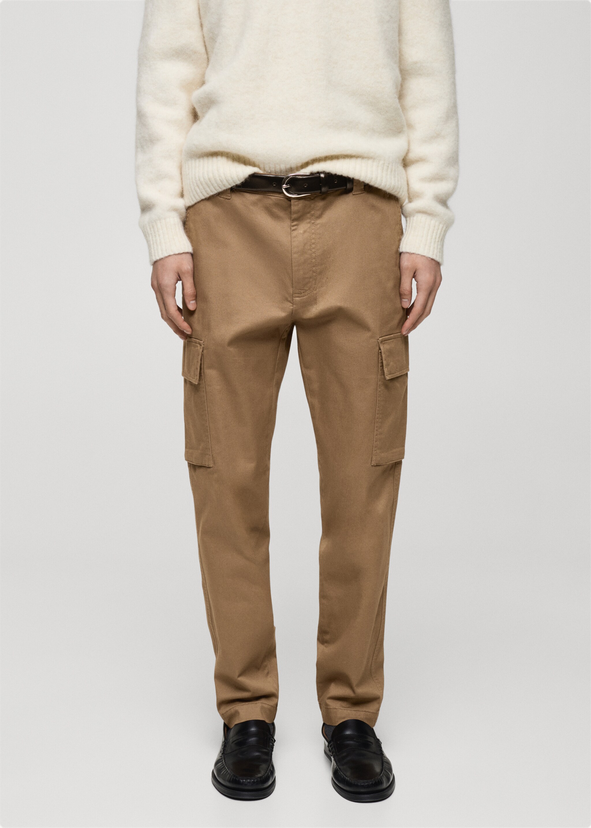 Regular fit cotton cargo trousers - Medium plane