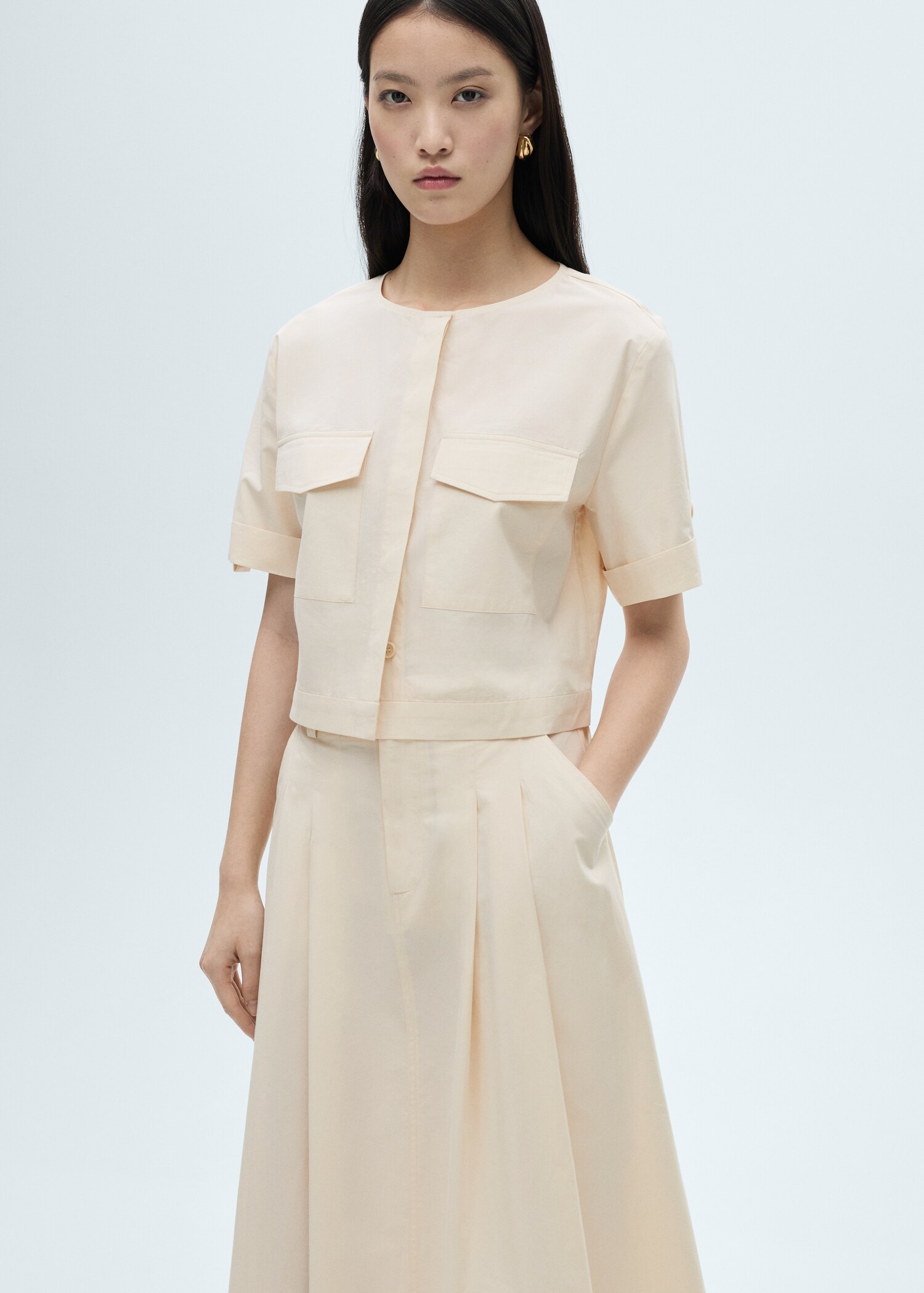 Blusa cotone tasche - Piano medio
