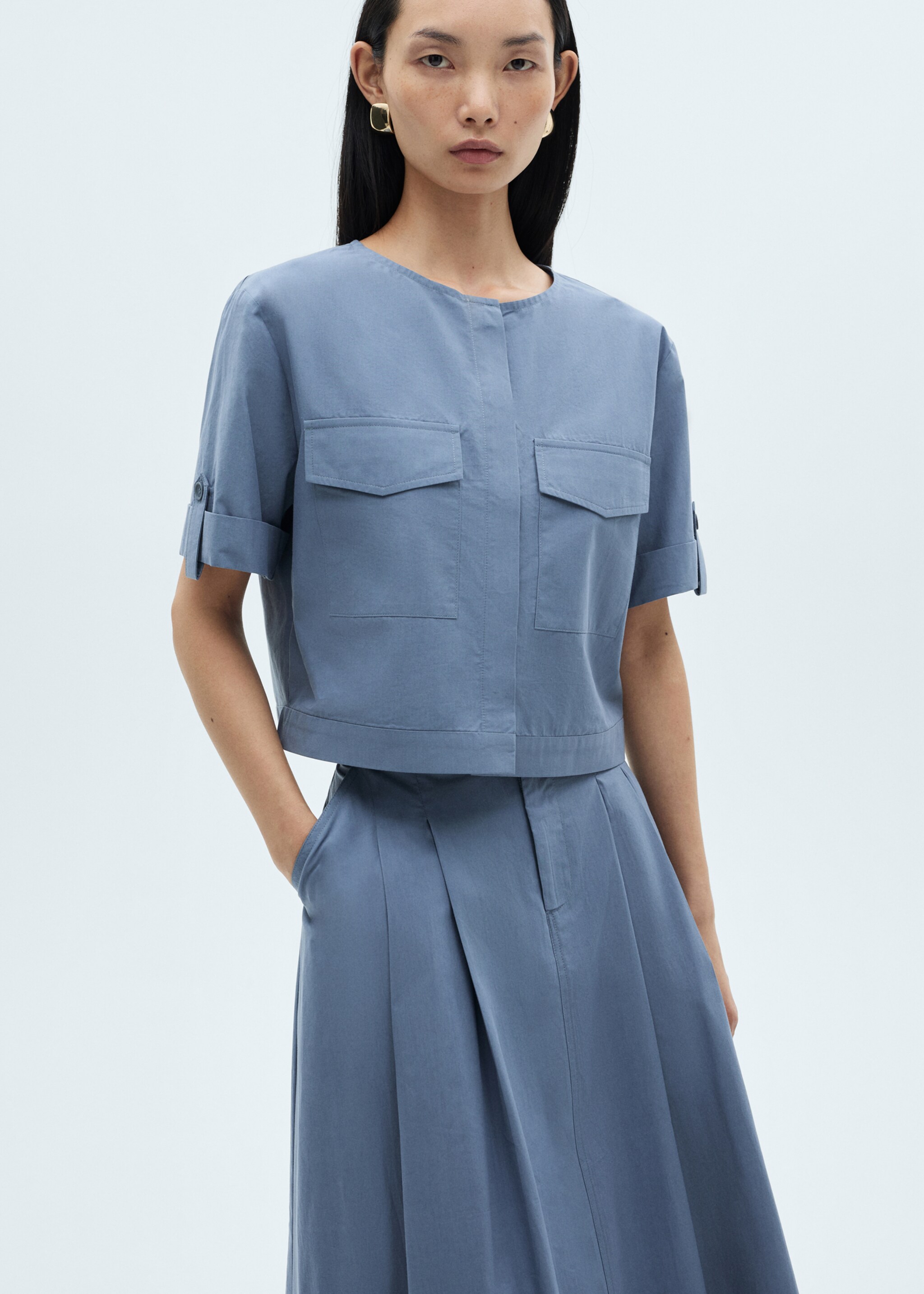 Katoenen blouse met zakken - Middenvlak