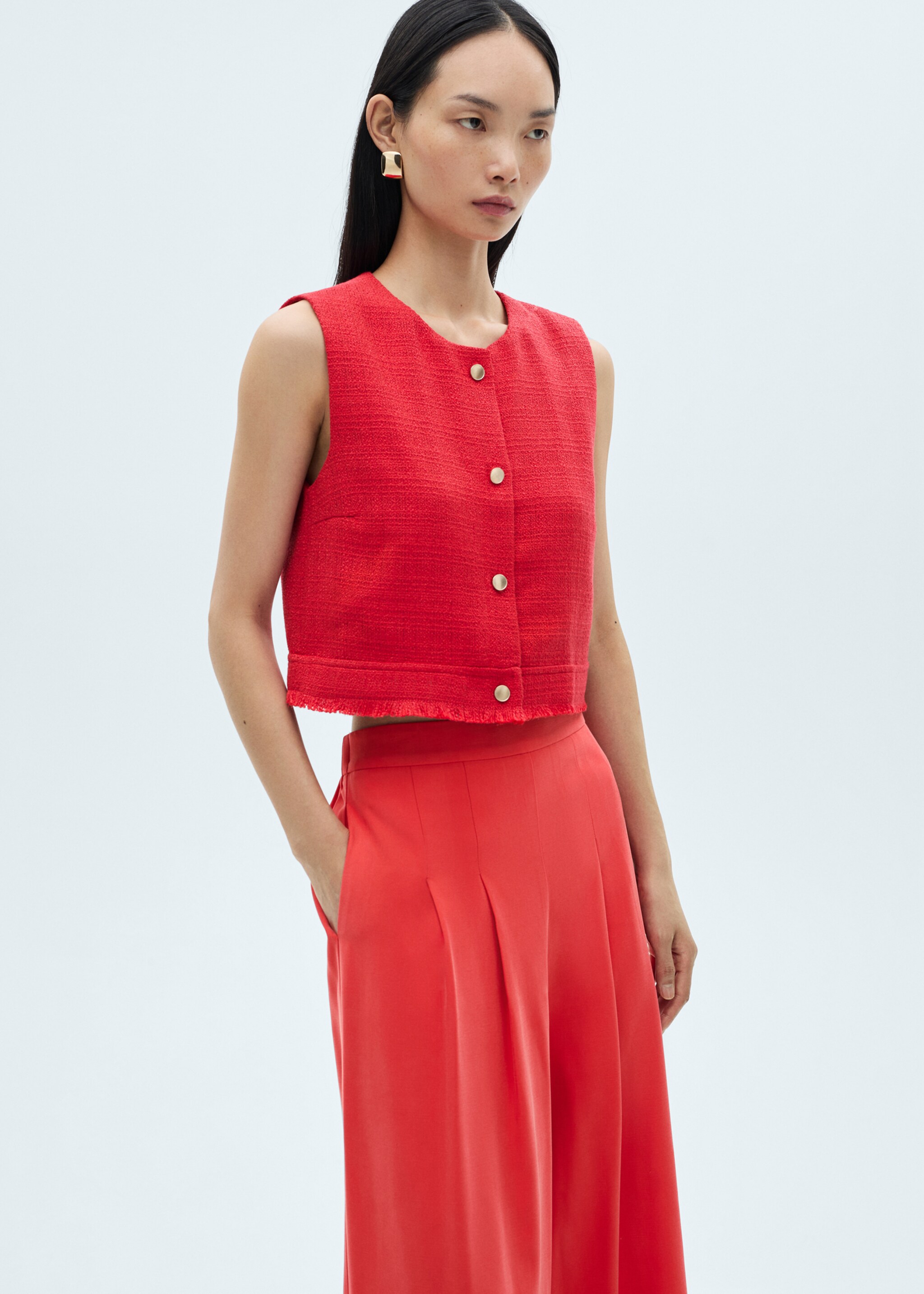 Wide-leg pleated trousers - Details of the article 1