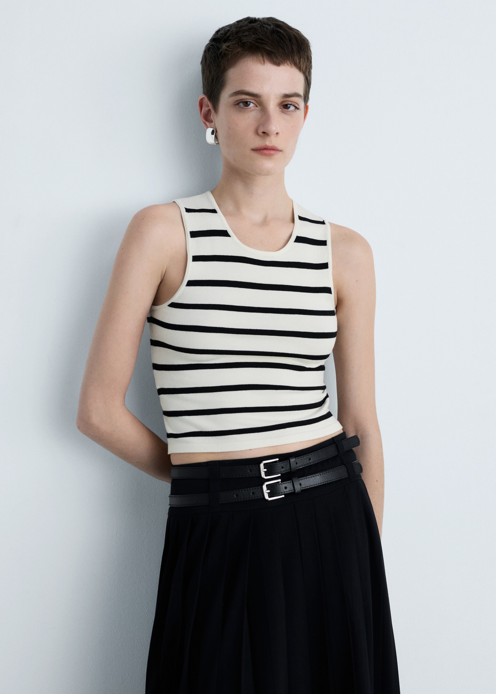 Striped knitted crop top - Medium plane