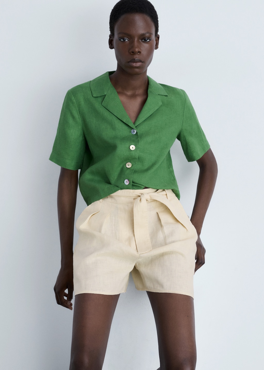 Linen shorts with belt Women MANGO Brunei
