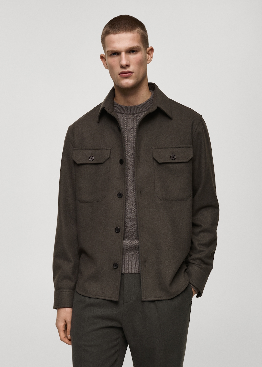 Wool-blend flannel overshirt - Men | MANGO USA Wool-blend flannel overshirt - Men | MANGO USA