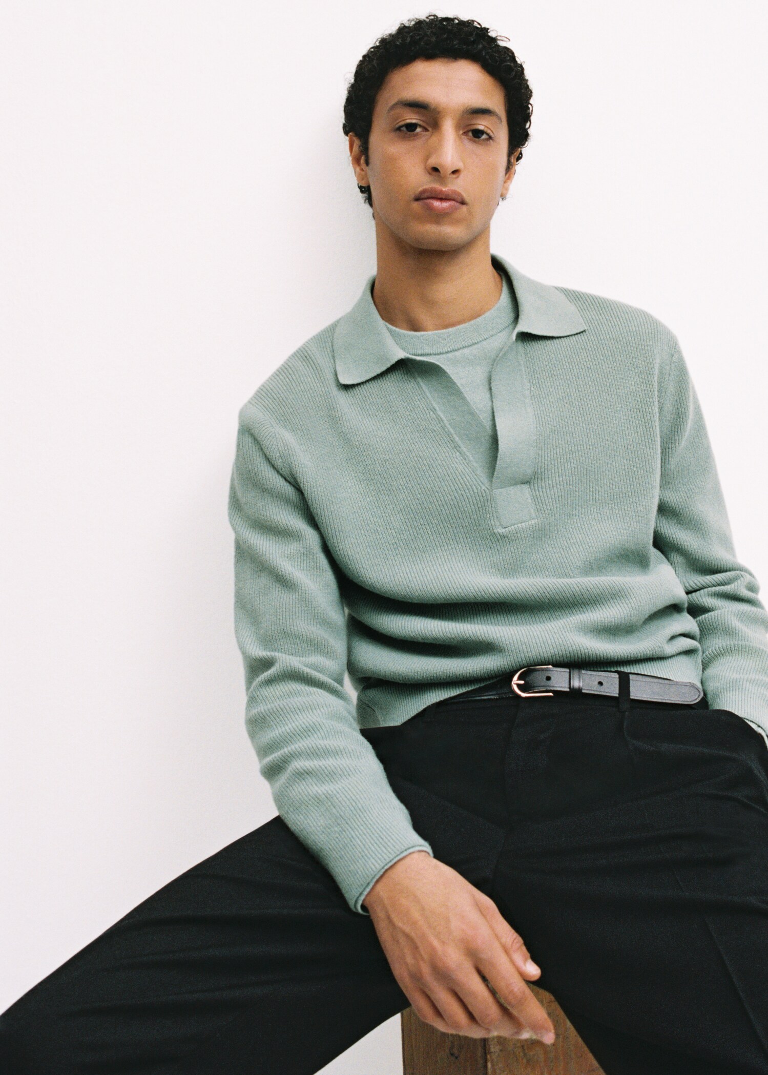 Pull-over polo maille laine mélangée - Détail de l'article 3