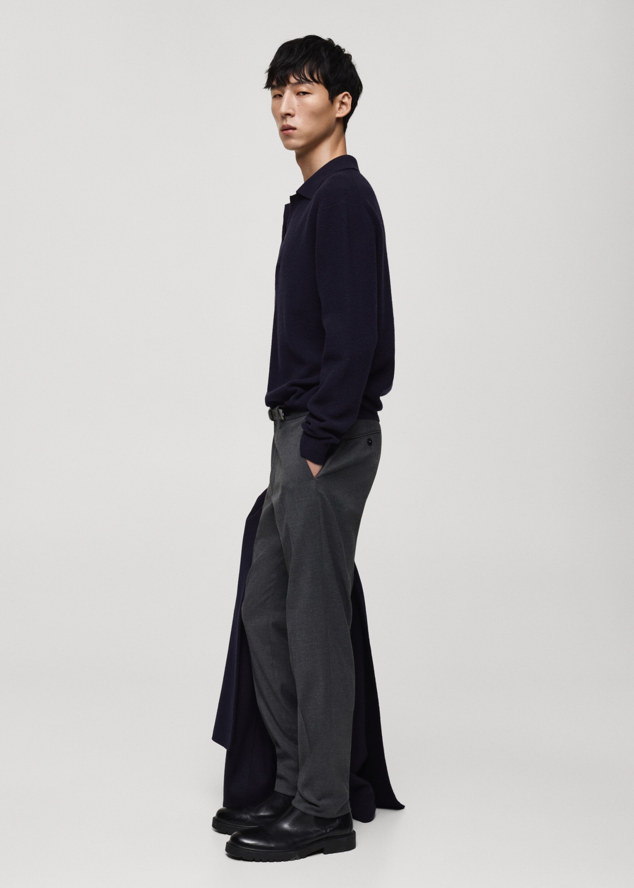 Knitted wool blend polo sweater - Details of the article 2
