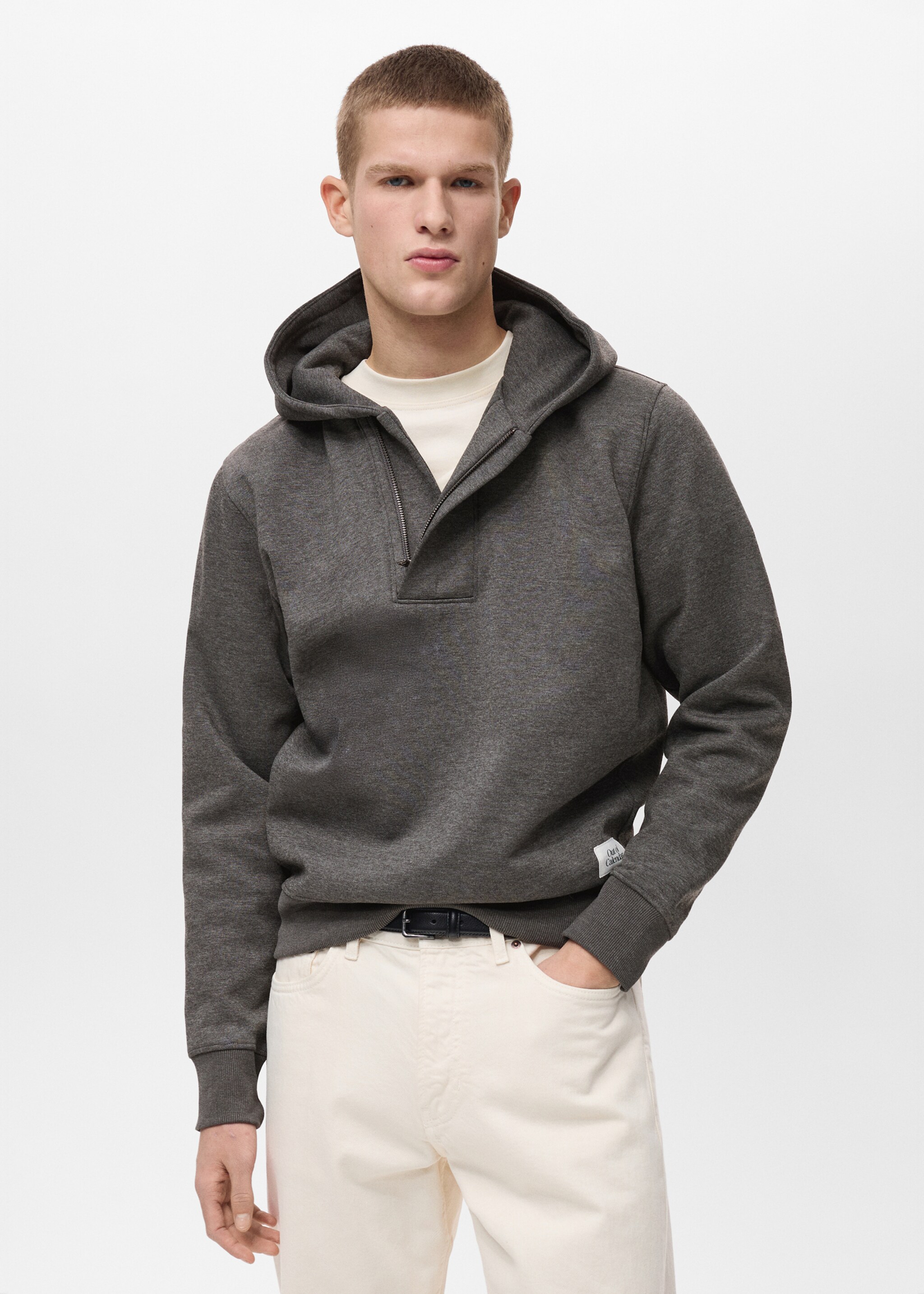 Zipper neck hooded sweatshirt - Medium plane