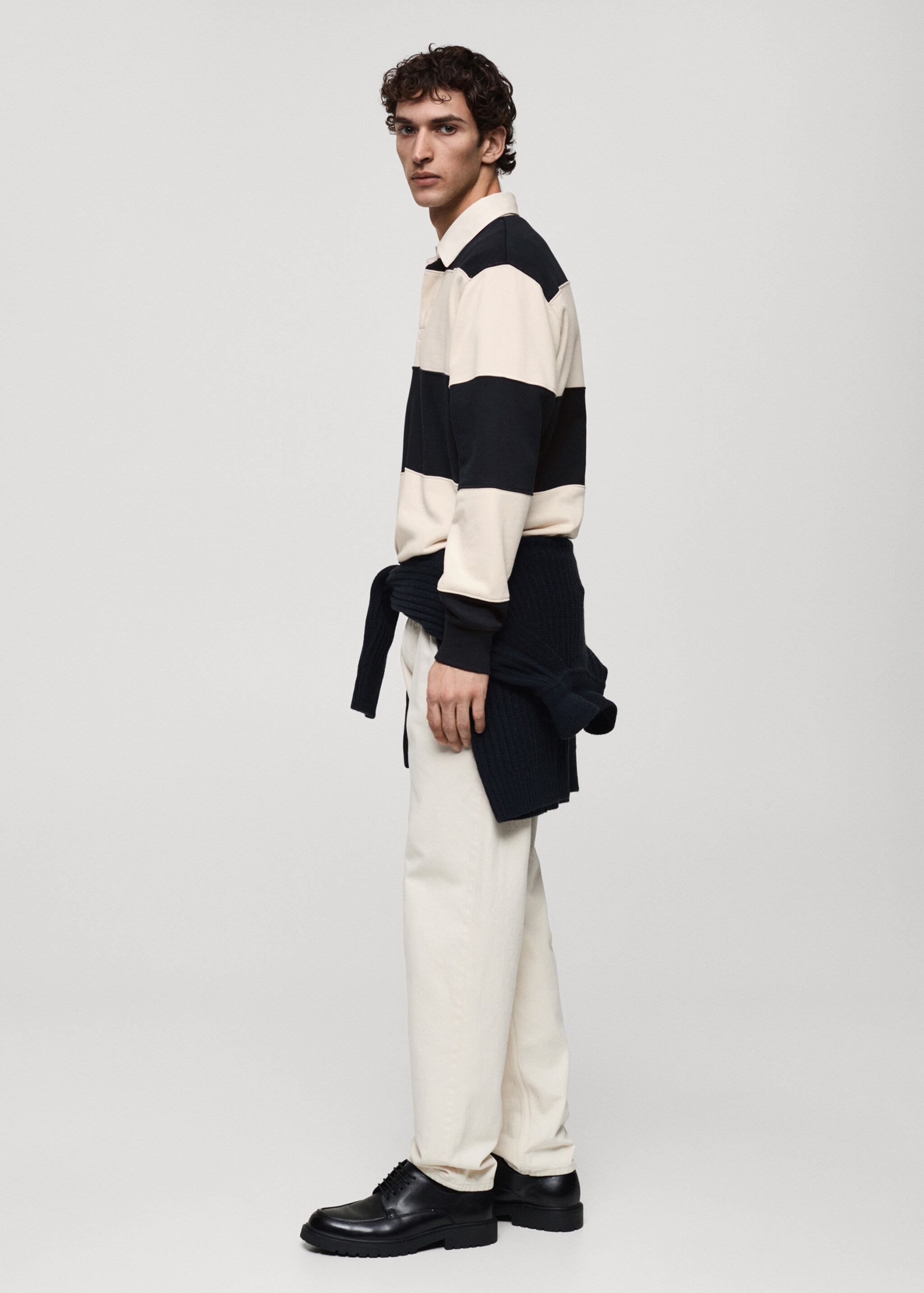 Striped cotton polo sweatshirt - Details of the article 2