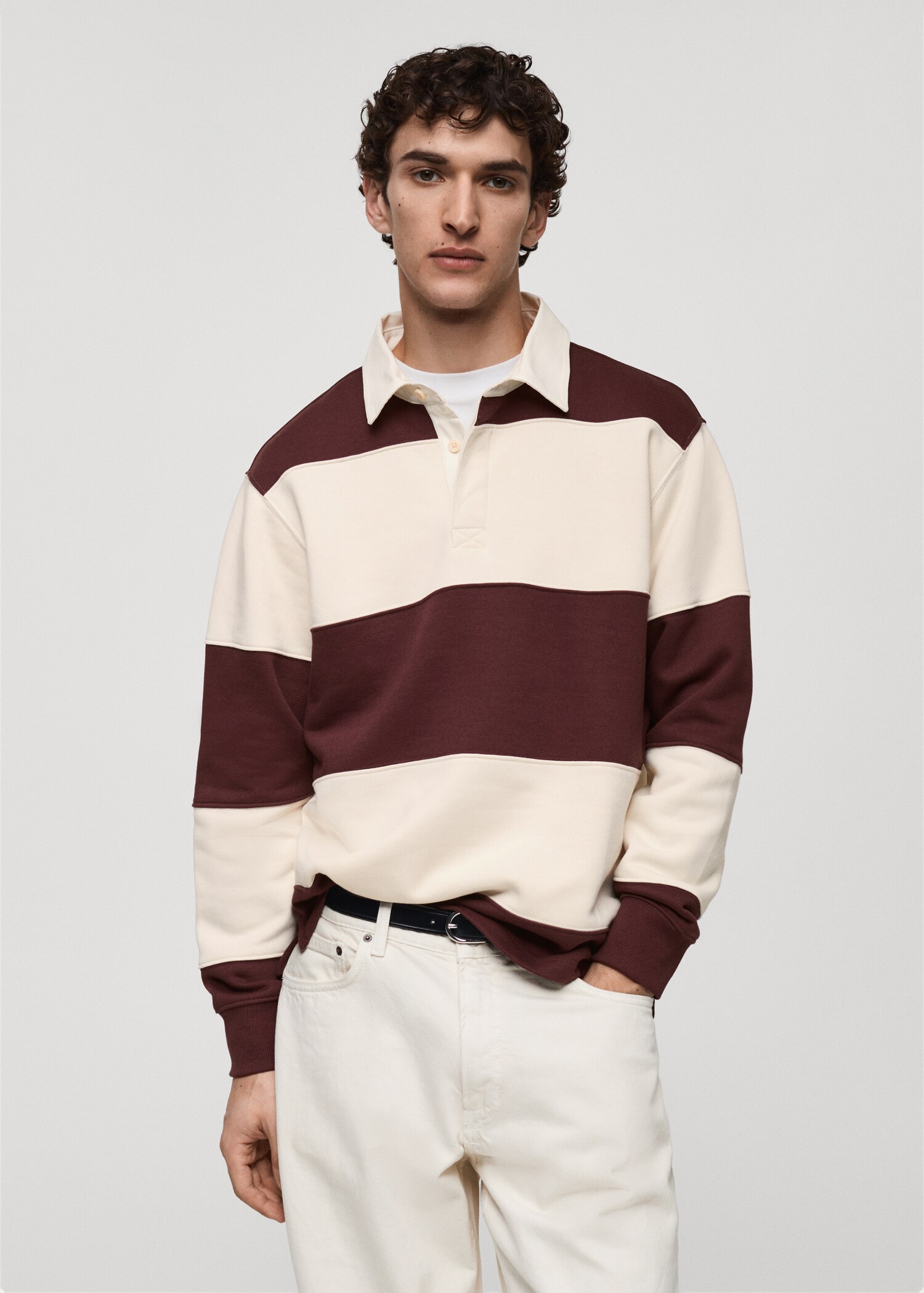 Gestreept katoenen polosweatshirt - Middenvlak