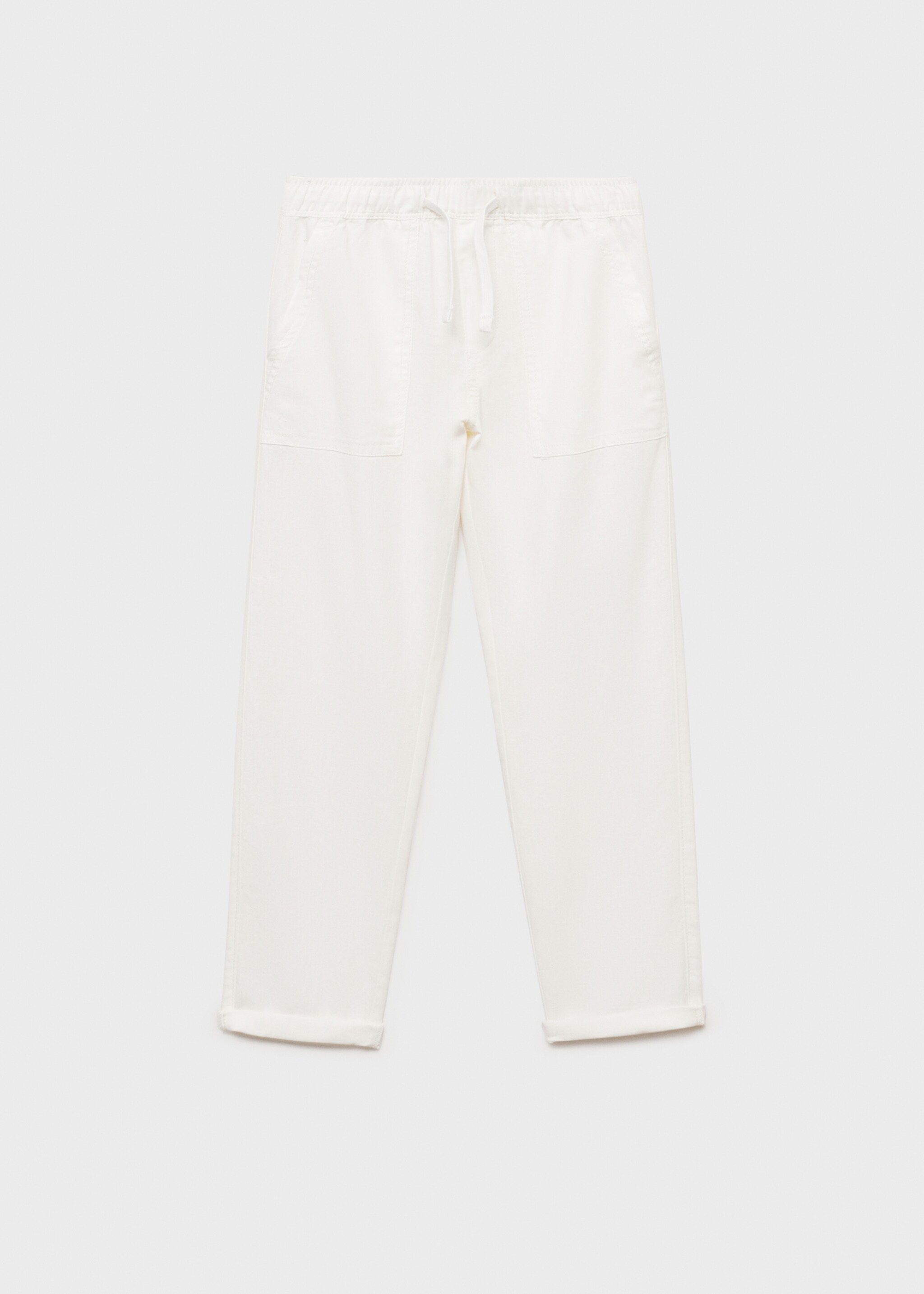 Linen-blend elastic waist trousers - Article without model