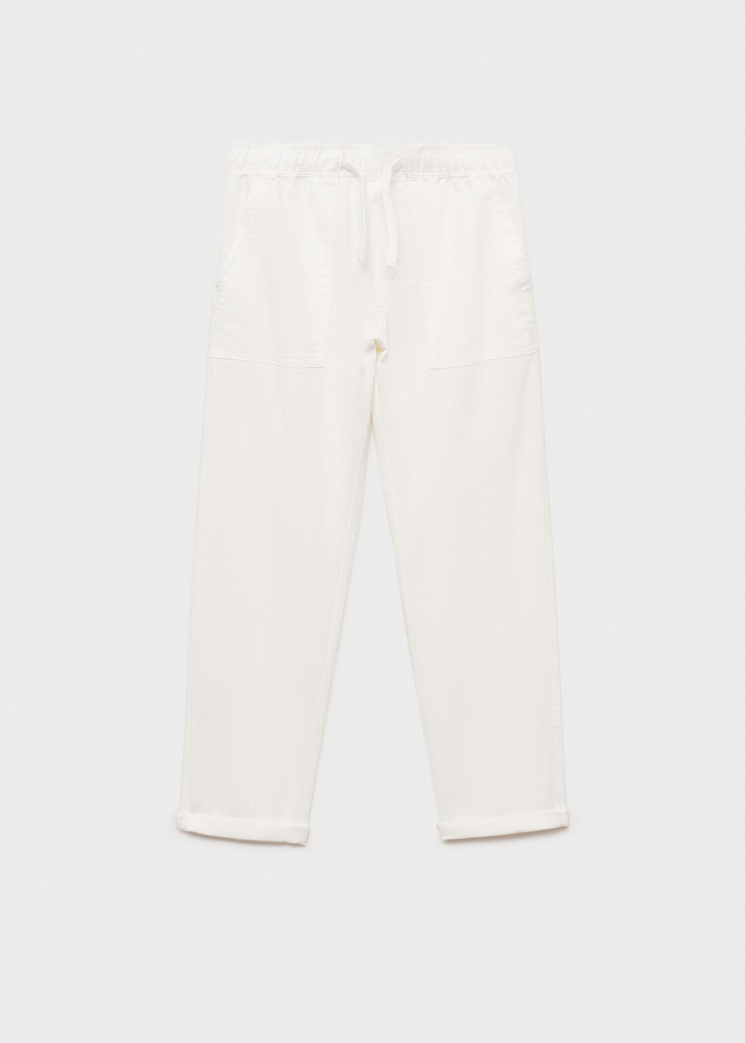 Linen-blend elastic waist trousers - Article without model