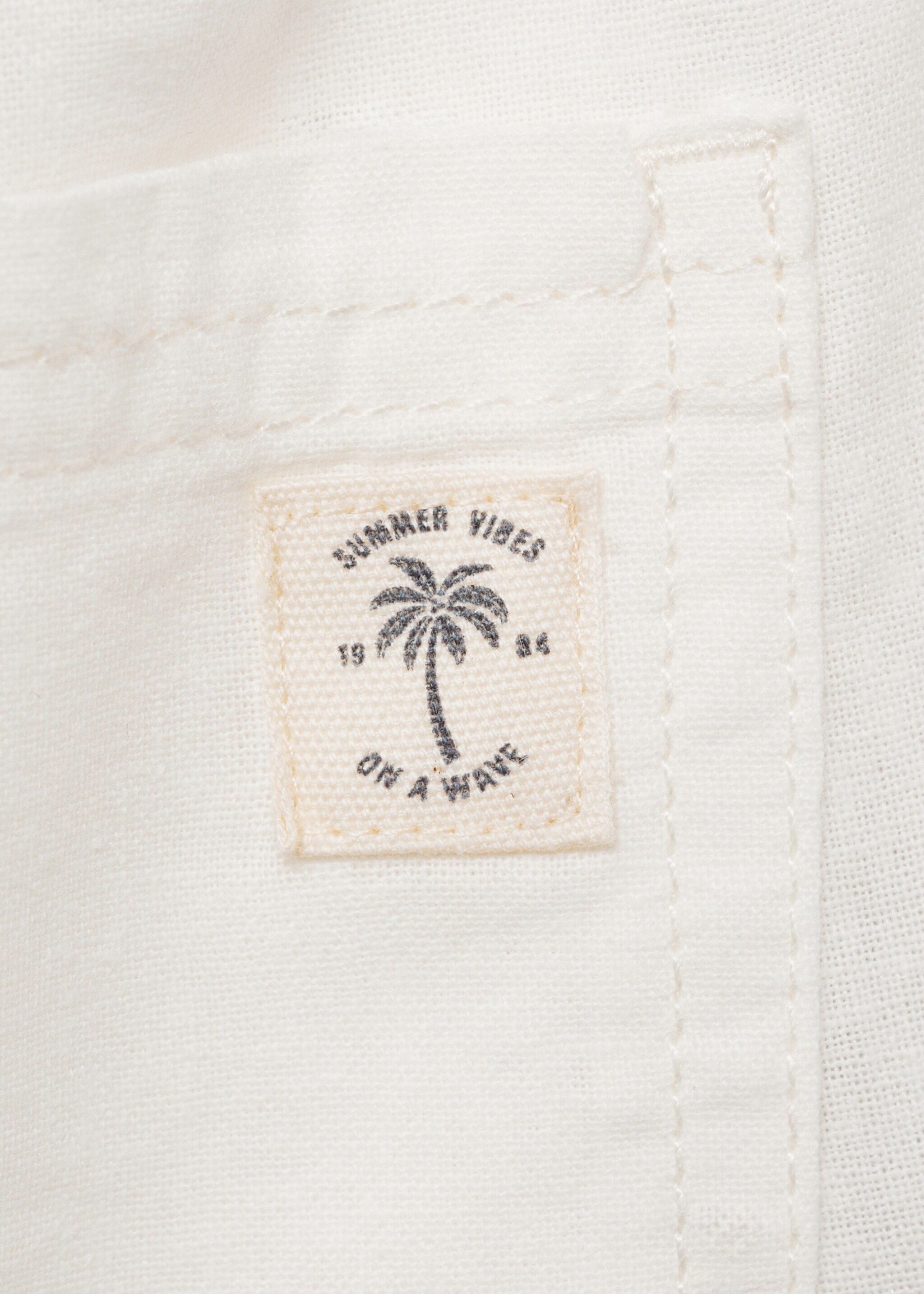 Linen-blend elastic waist trousers - Details of the article 0