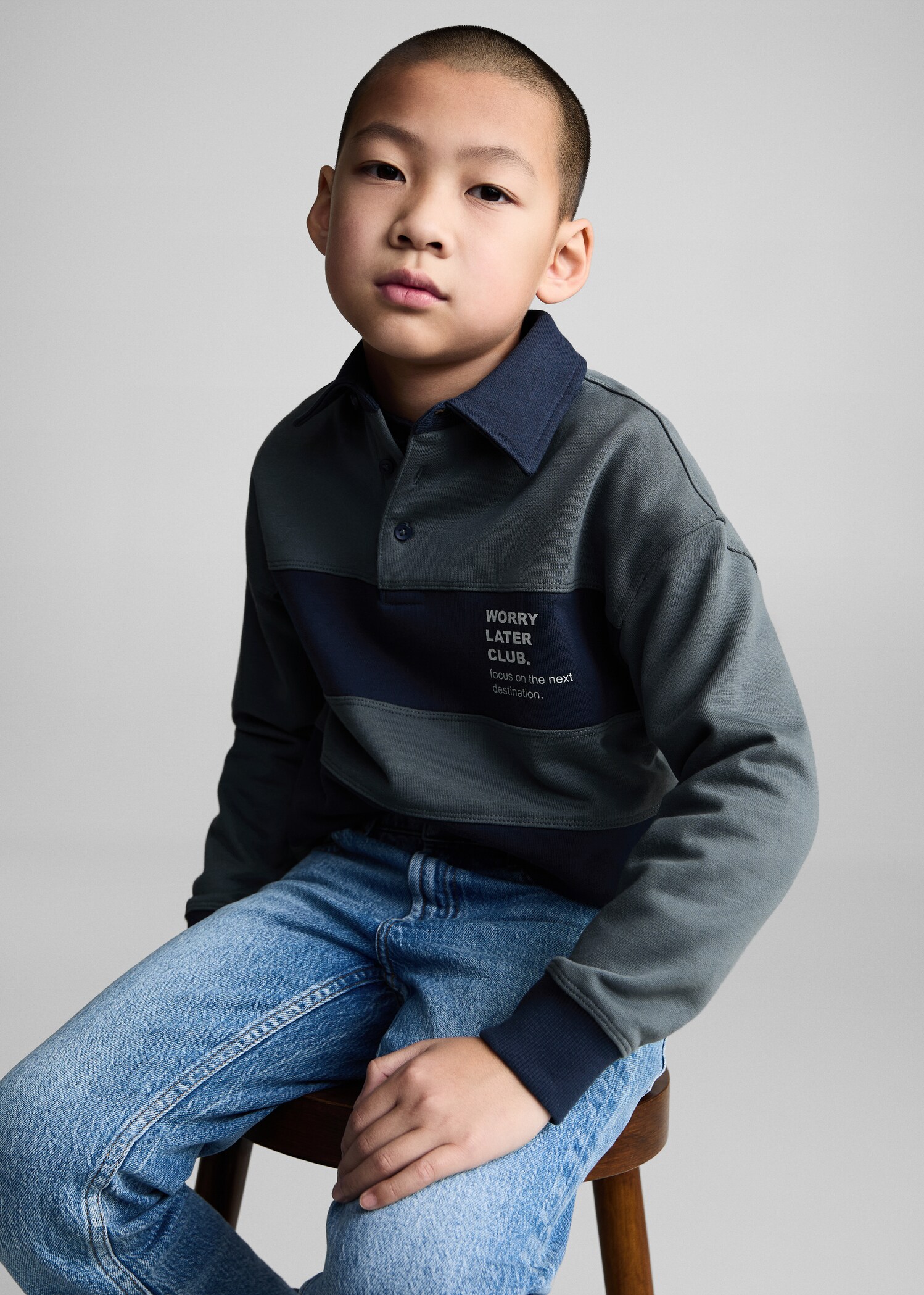 Sudadera polo rayas - Plano medio