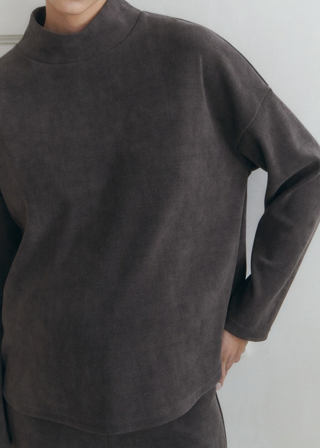 Corduroy sweatshirt with perkins neck - Women | MANGO USA Corduroy sweatshirt with perkins neck - Women | MANGO USA