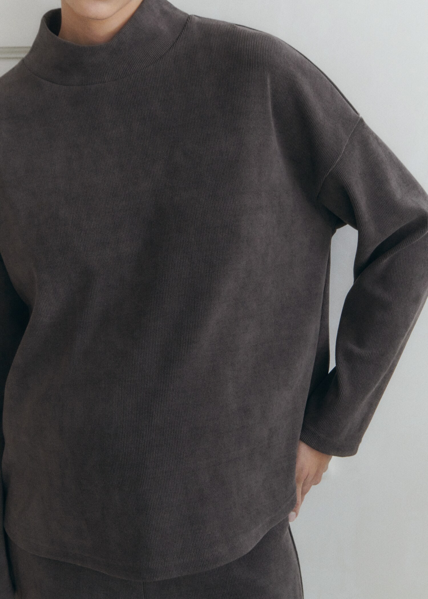Fitilli kadife perkins yaka sweatshirt - Ürün detayı 6