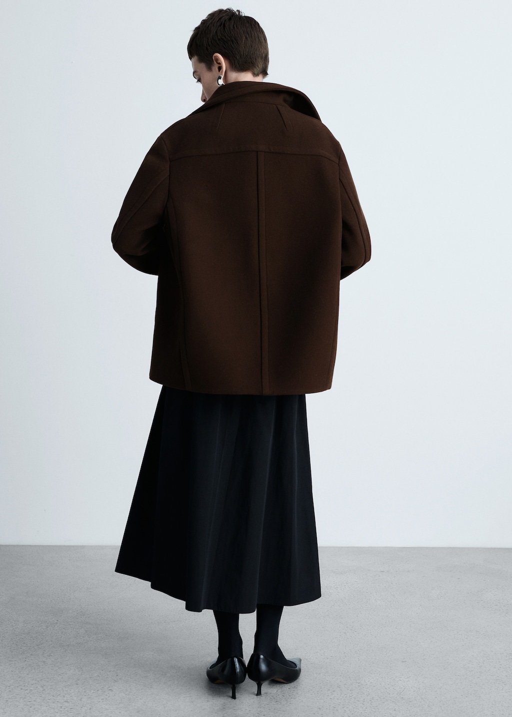 Thumbnail of Short virgin wool coat - Chocolate
