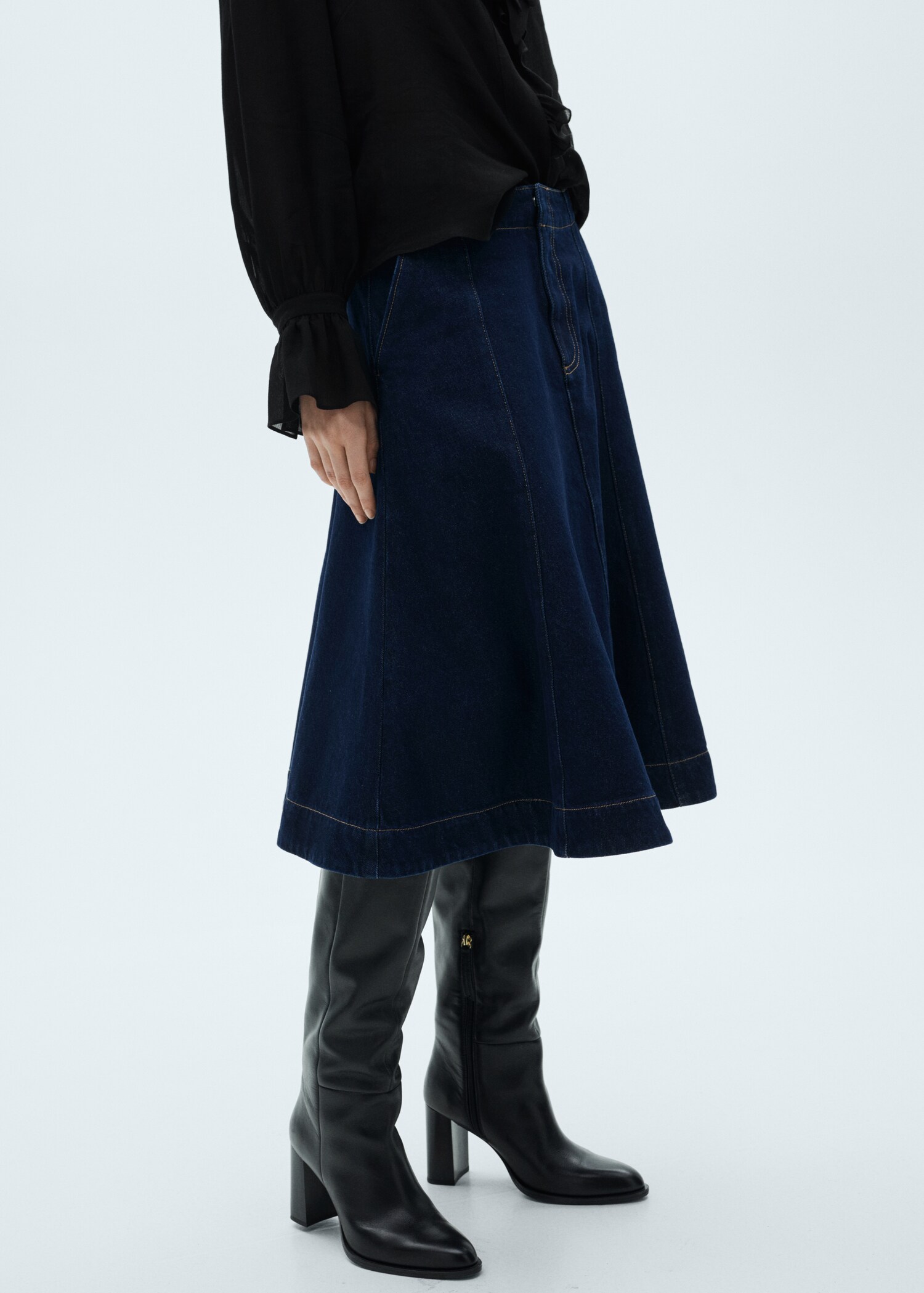 Flared denim skirt - Medium plane