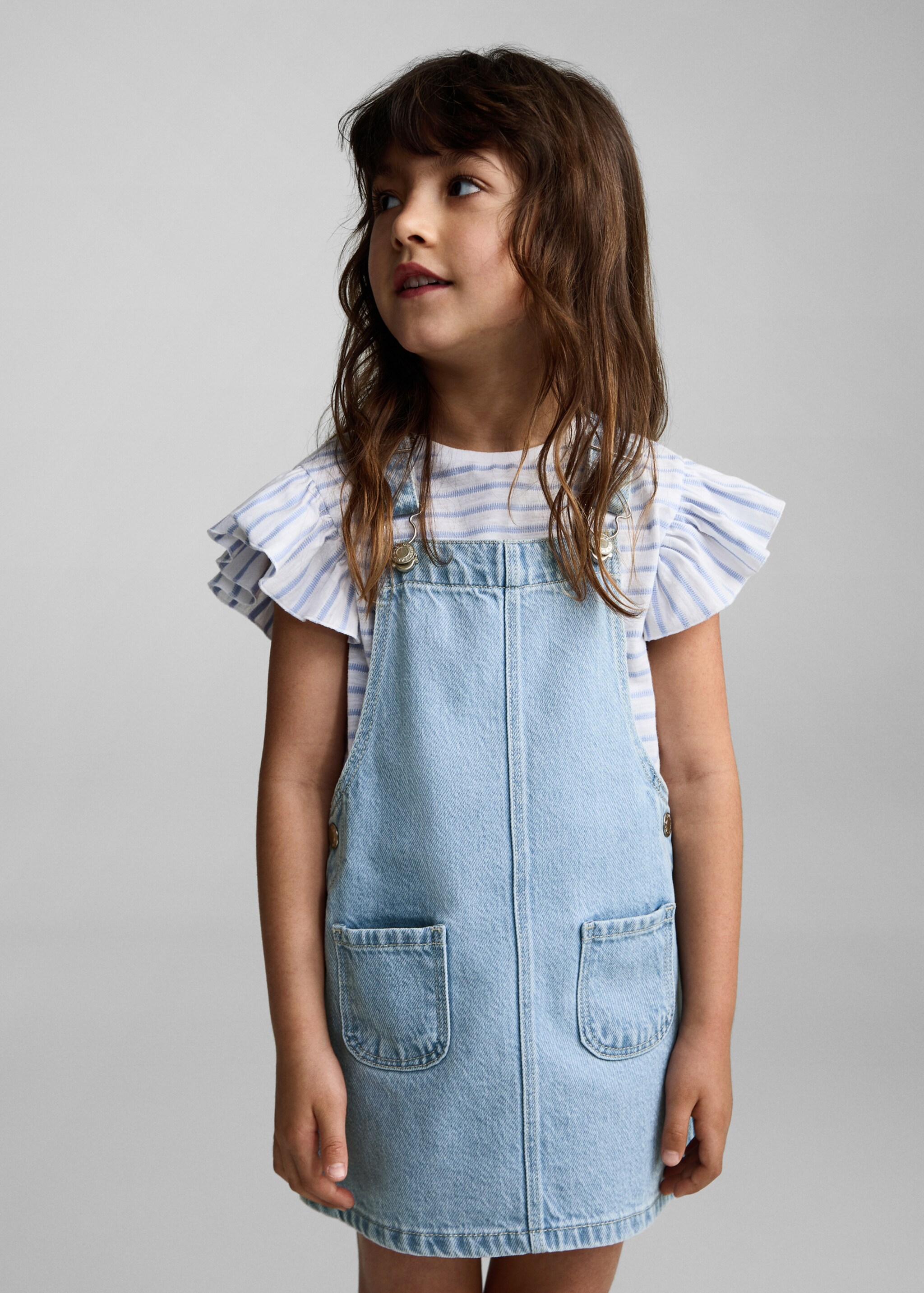 Short denim pinafore - Medium plane