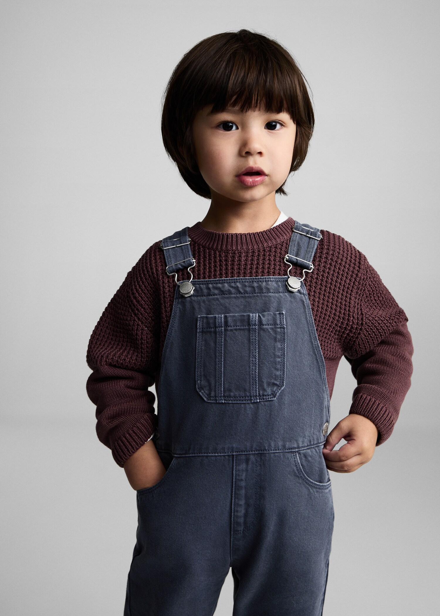 Long denim dungarees - Medium plane