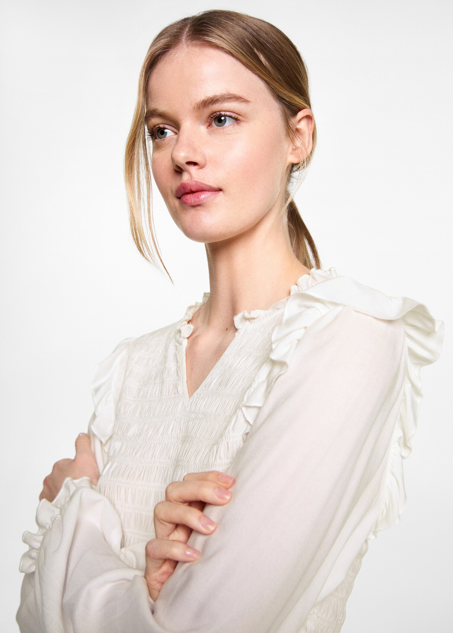 Ruched blouse with ruffles - Details of the article 1